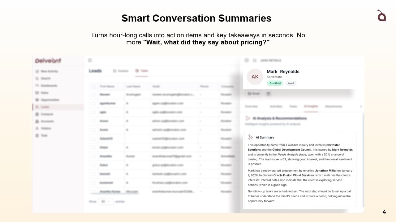 Delveant CRM screenshot 2