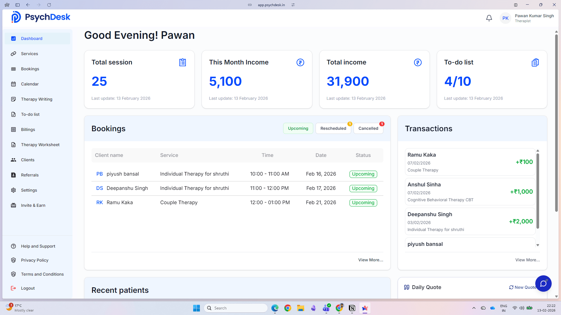 PsychDesk screenshot 1