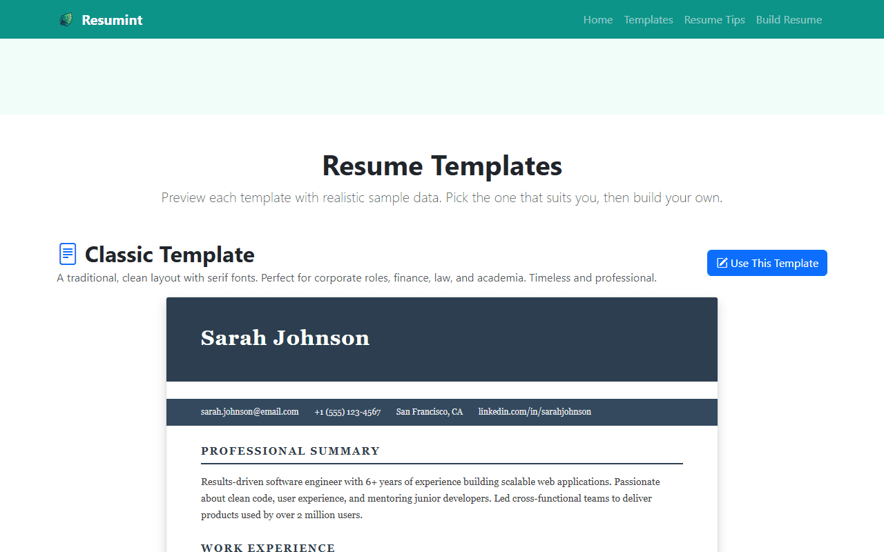 Resumint screenshot 1