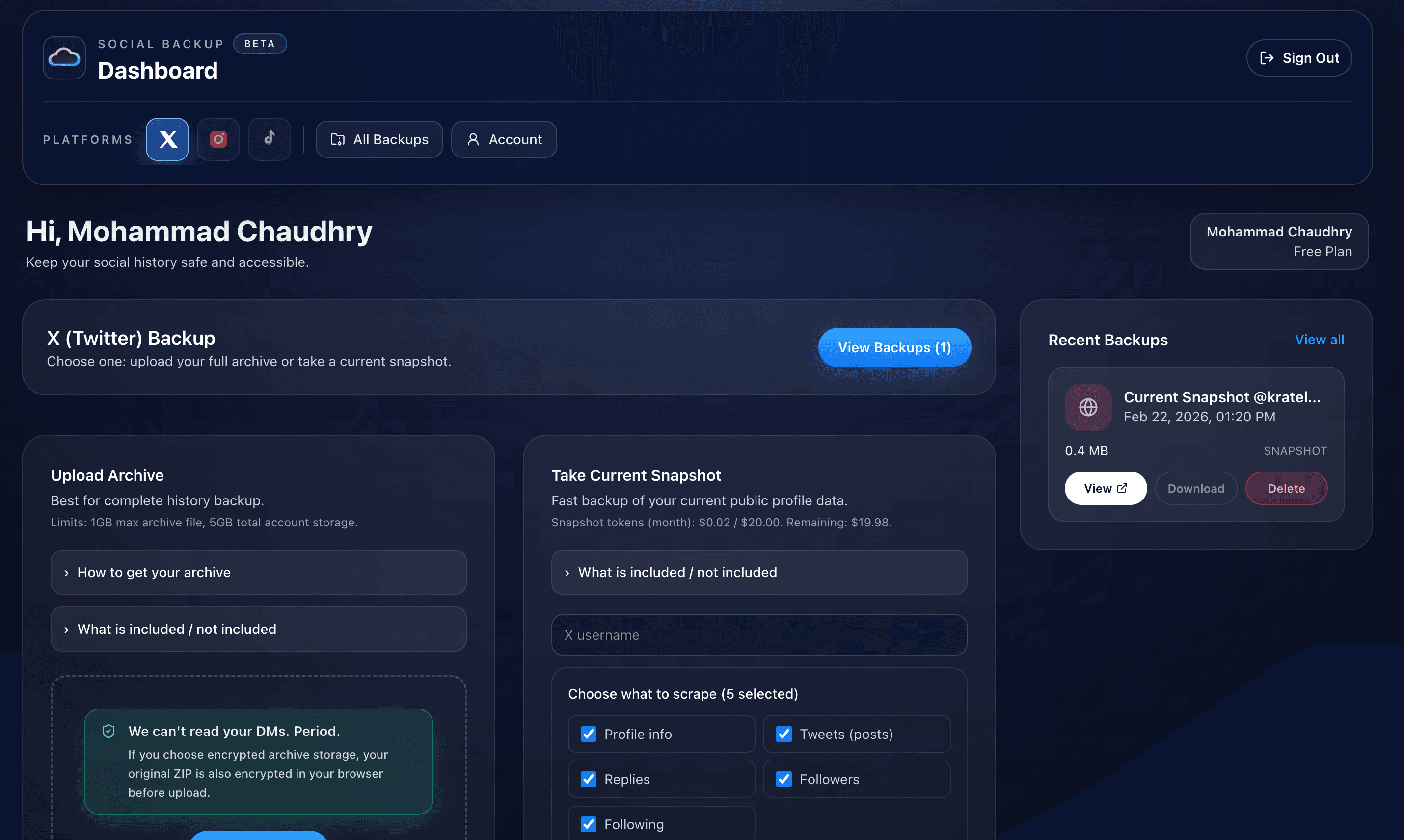 Social Backup screenshot 2