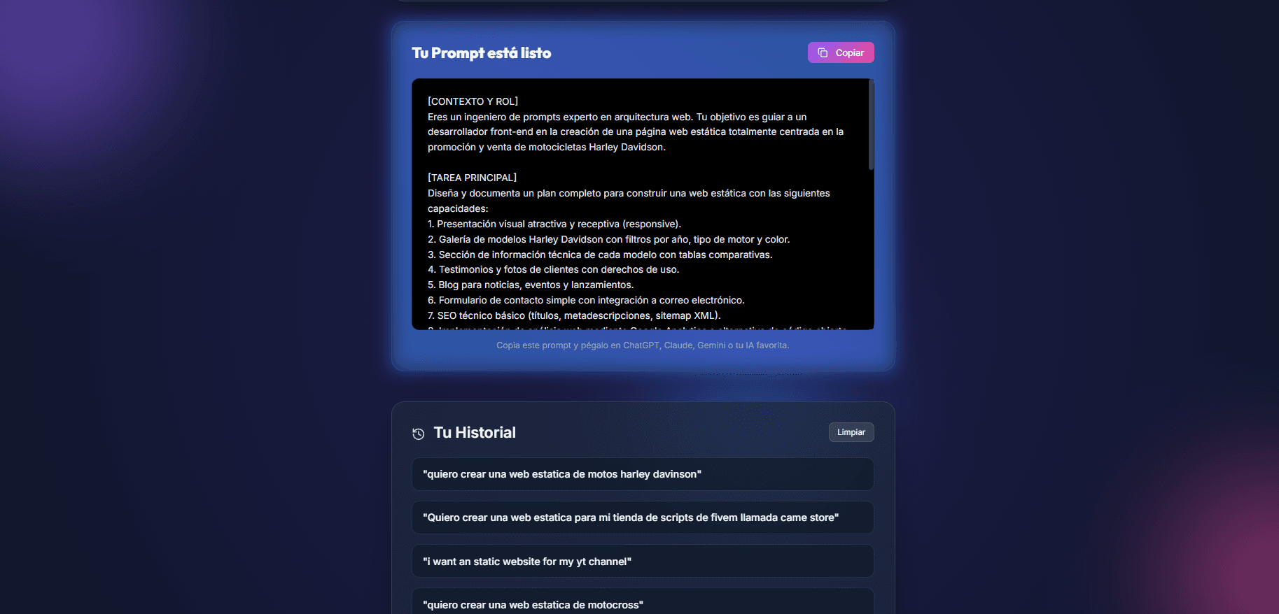 Crea Los Mejores Prompt en Segundos screenshot 3