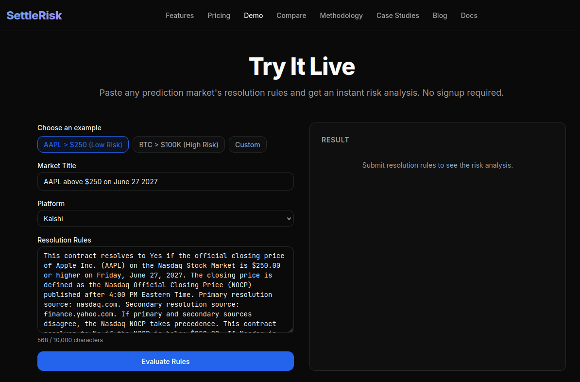 SettleRisk screenshot 2