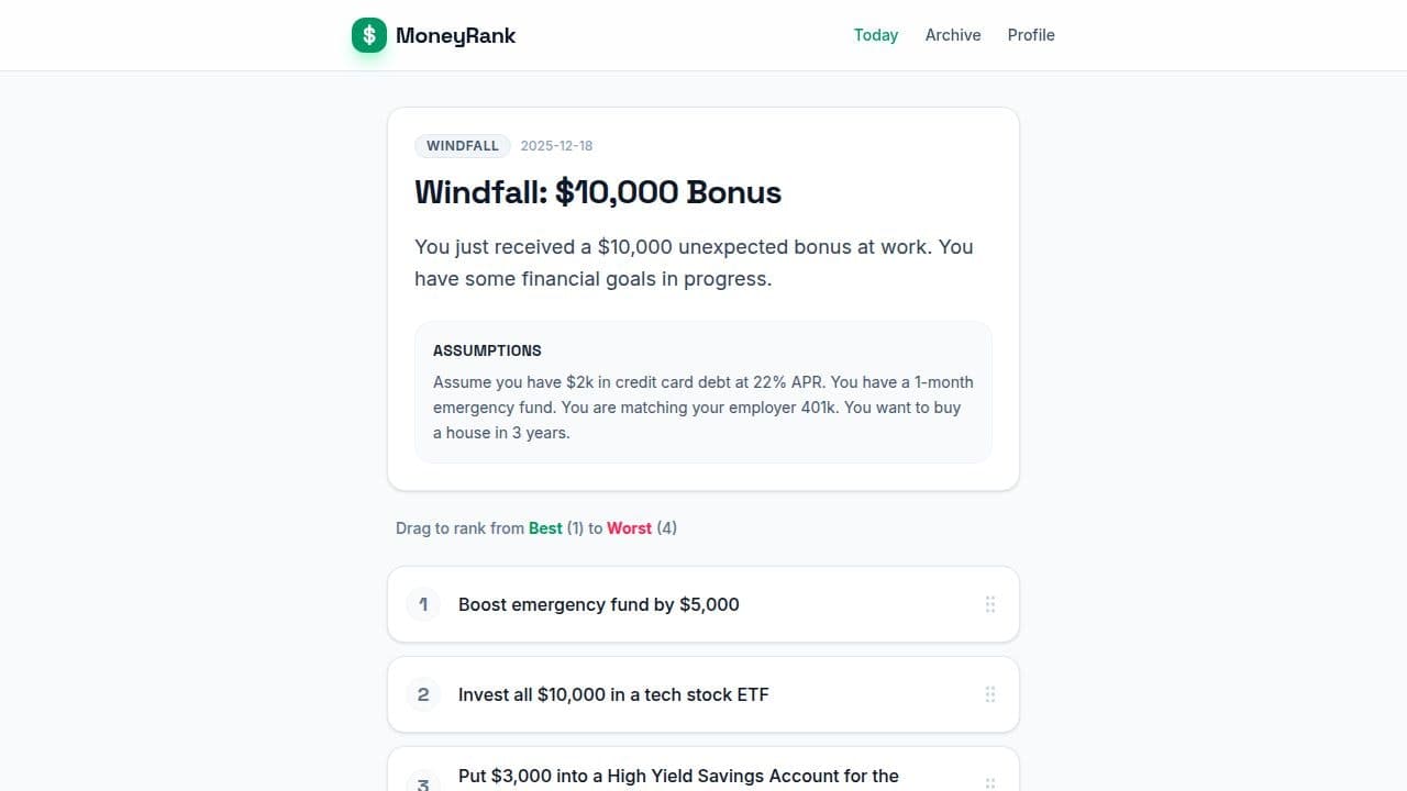 MoneyRank screenshot 2