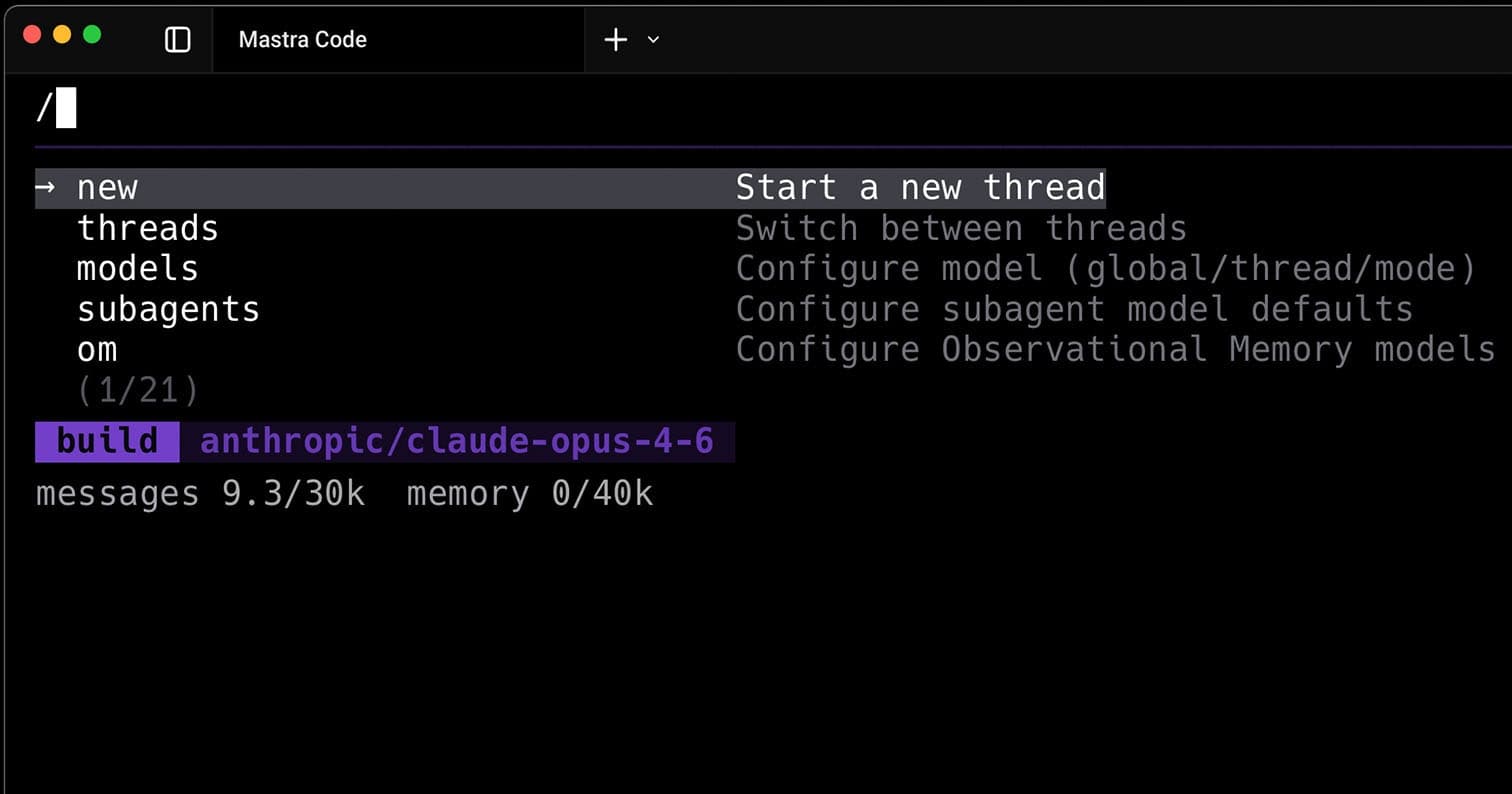 Mastra Code screenshot 3