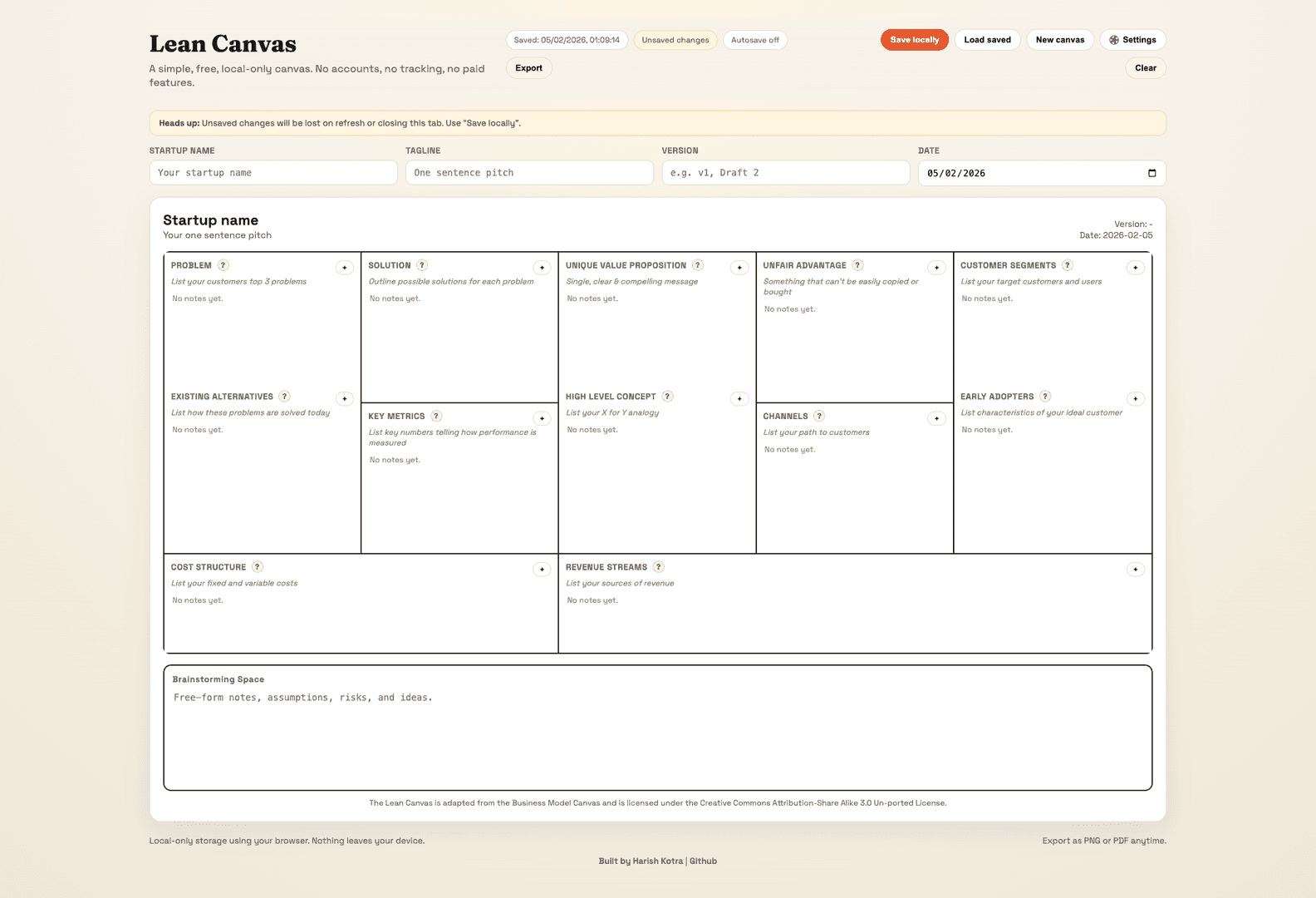 Lean Canvas screenshot 2