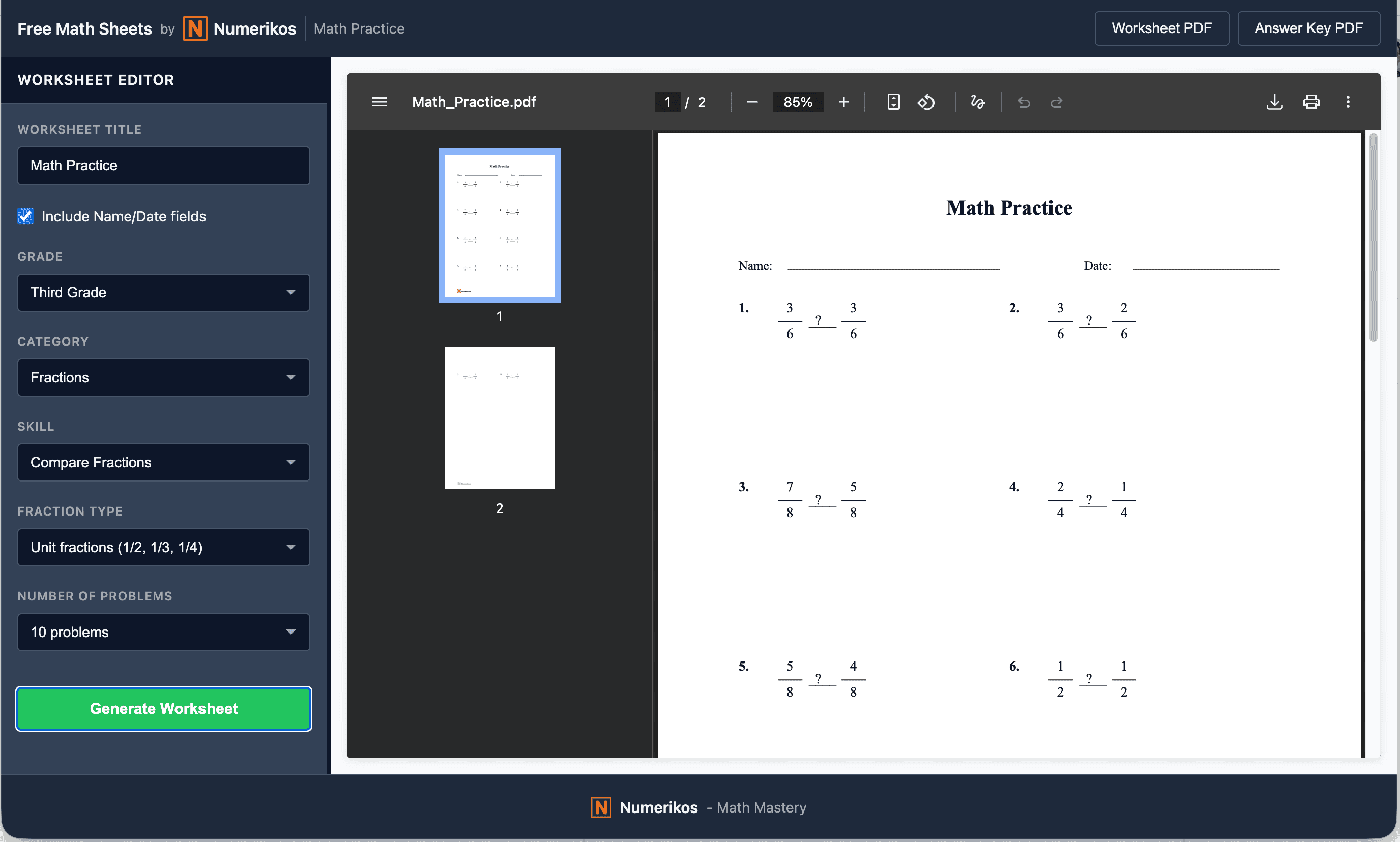 Free Math Sheets screenshot 2