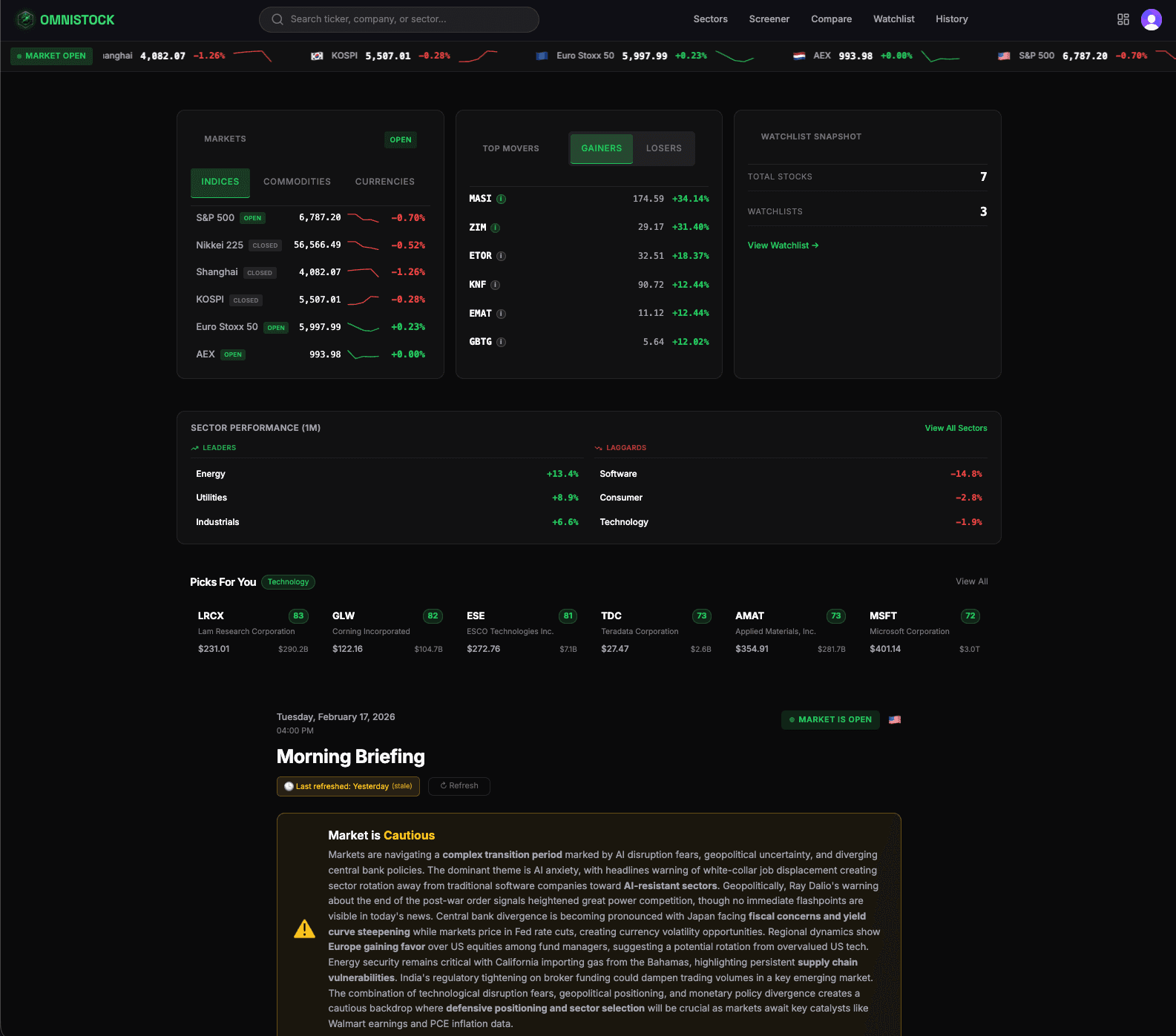 Omnistock — Stock Research Platform screenshot 1