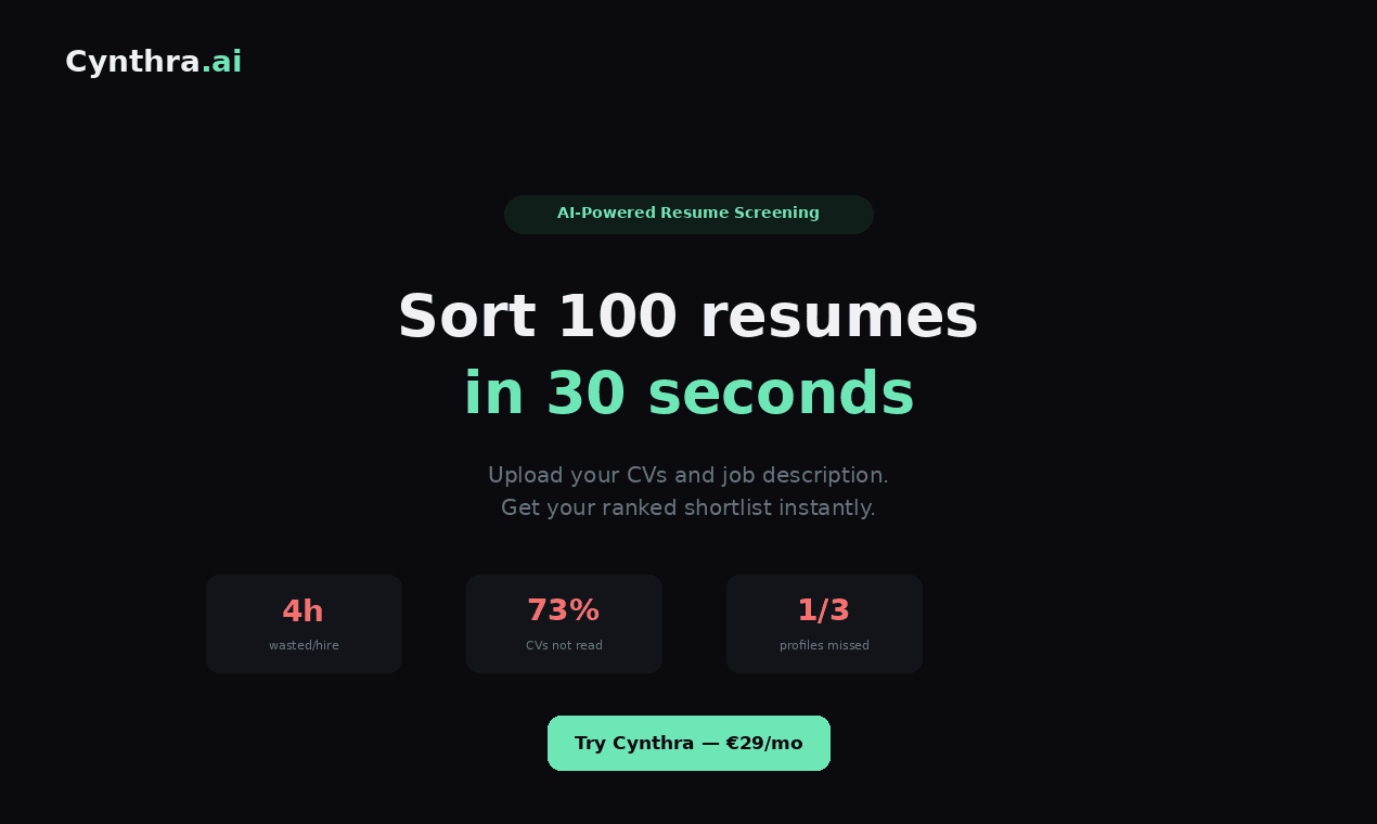 Cynthra.ai — CV Scorer by AI screenshot 1