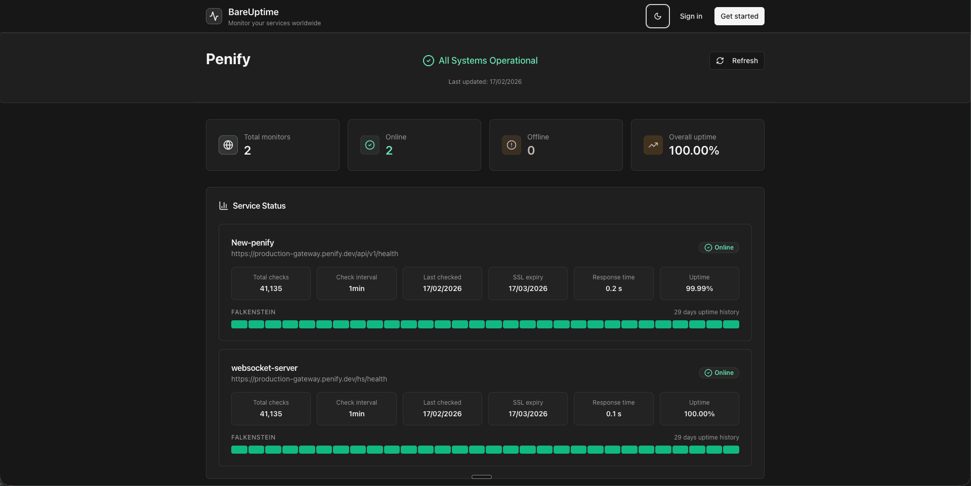 BareUptime screenshot 2