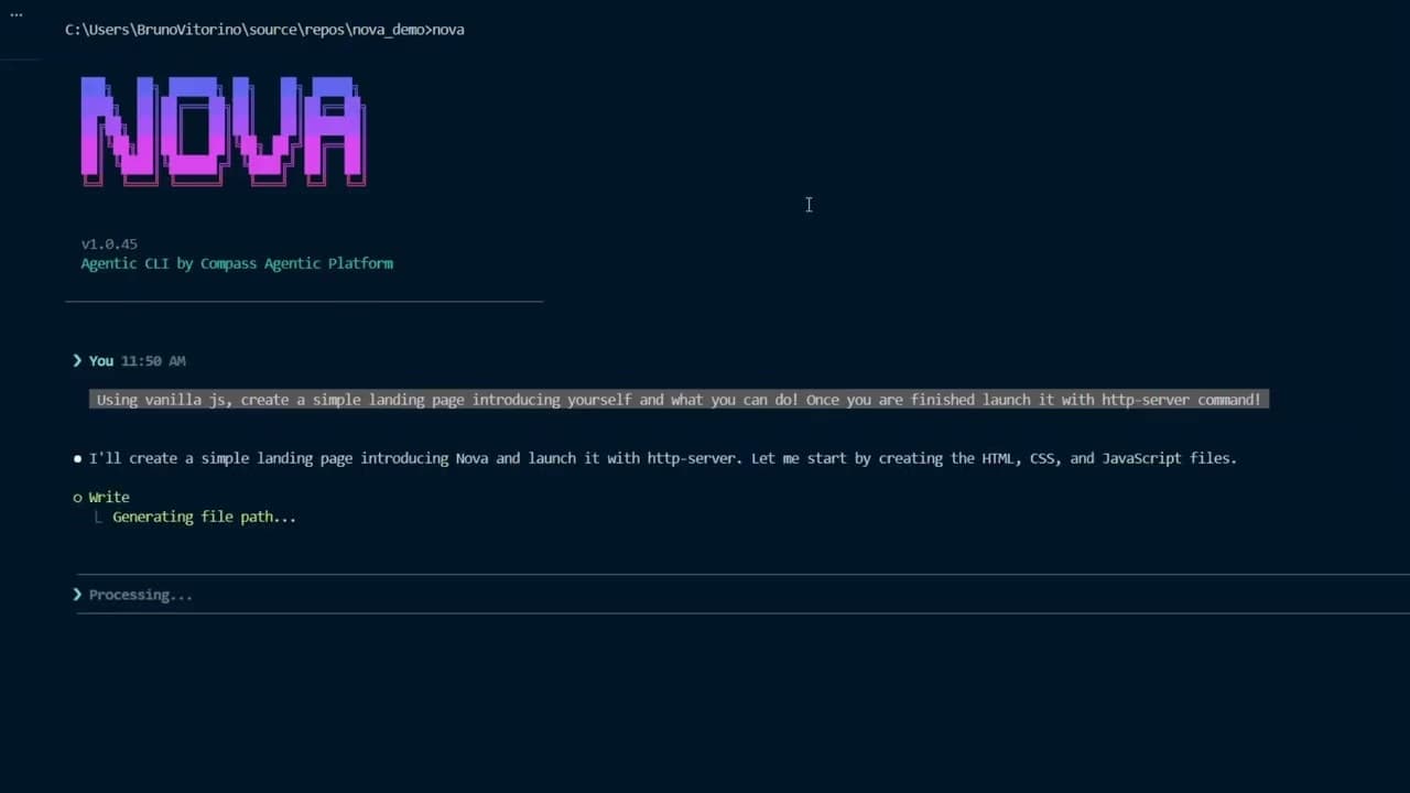 Nova CLI screenshot 1
