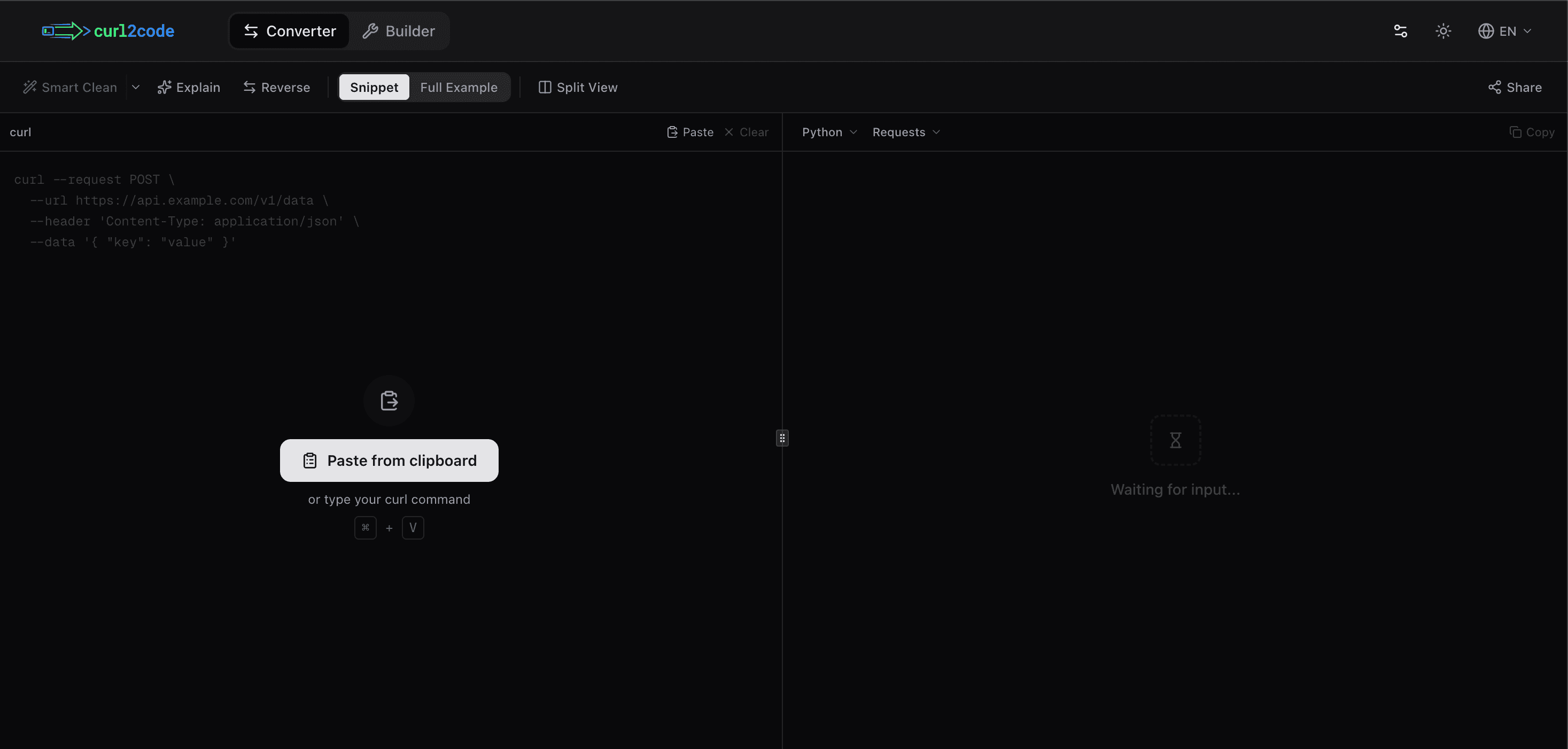 curl2code screenshot 2