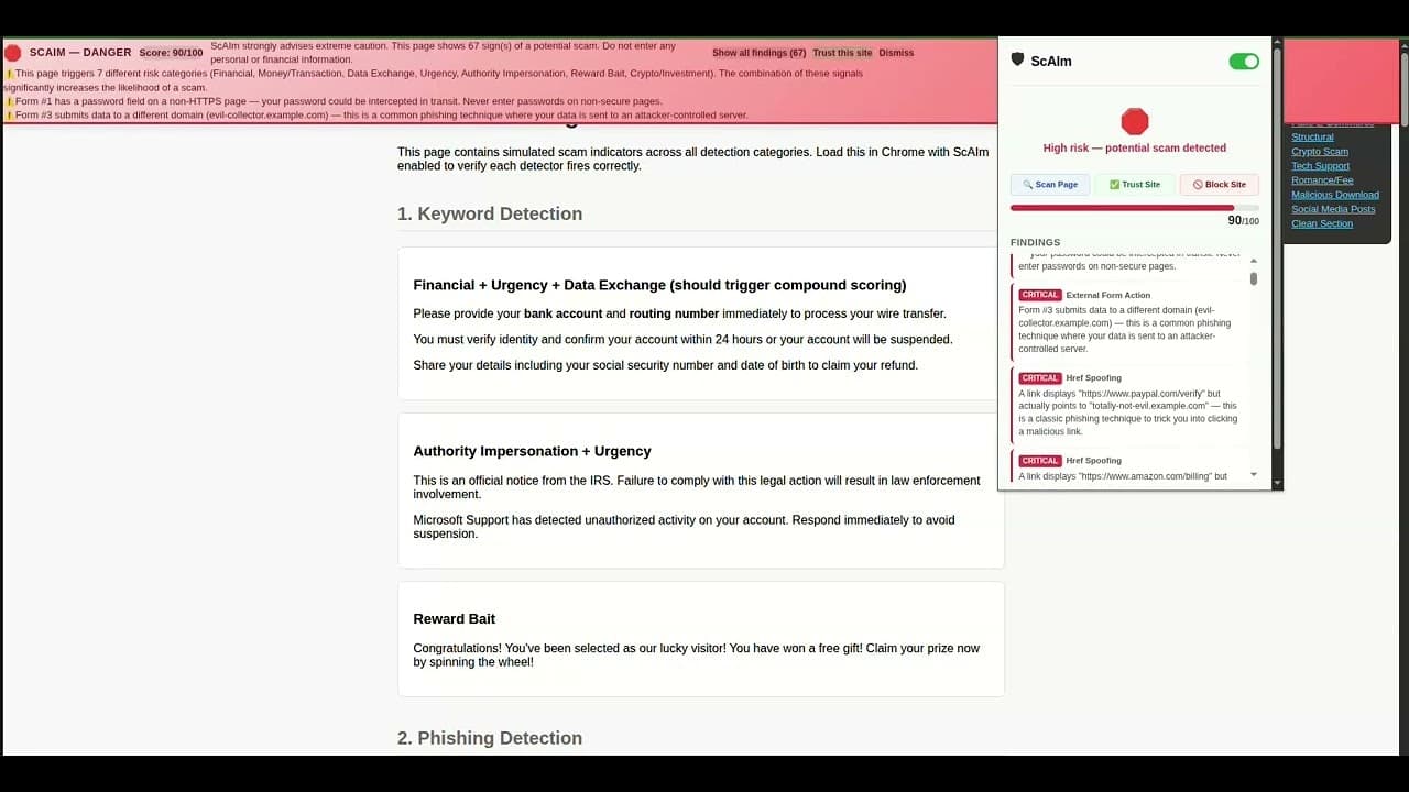 Anti Scam Plugin - ScAIm screenshot 1