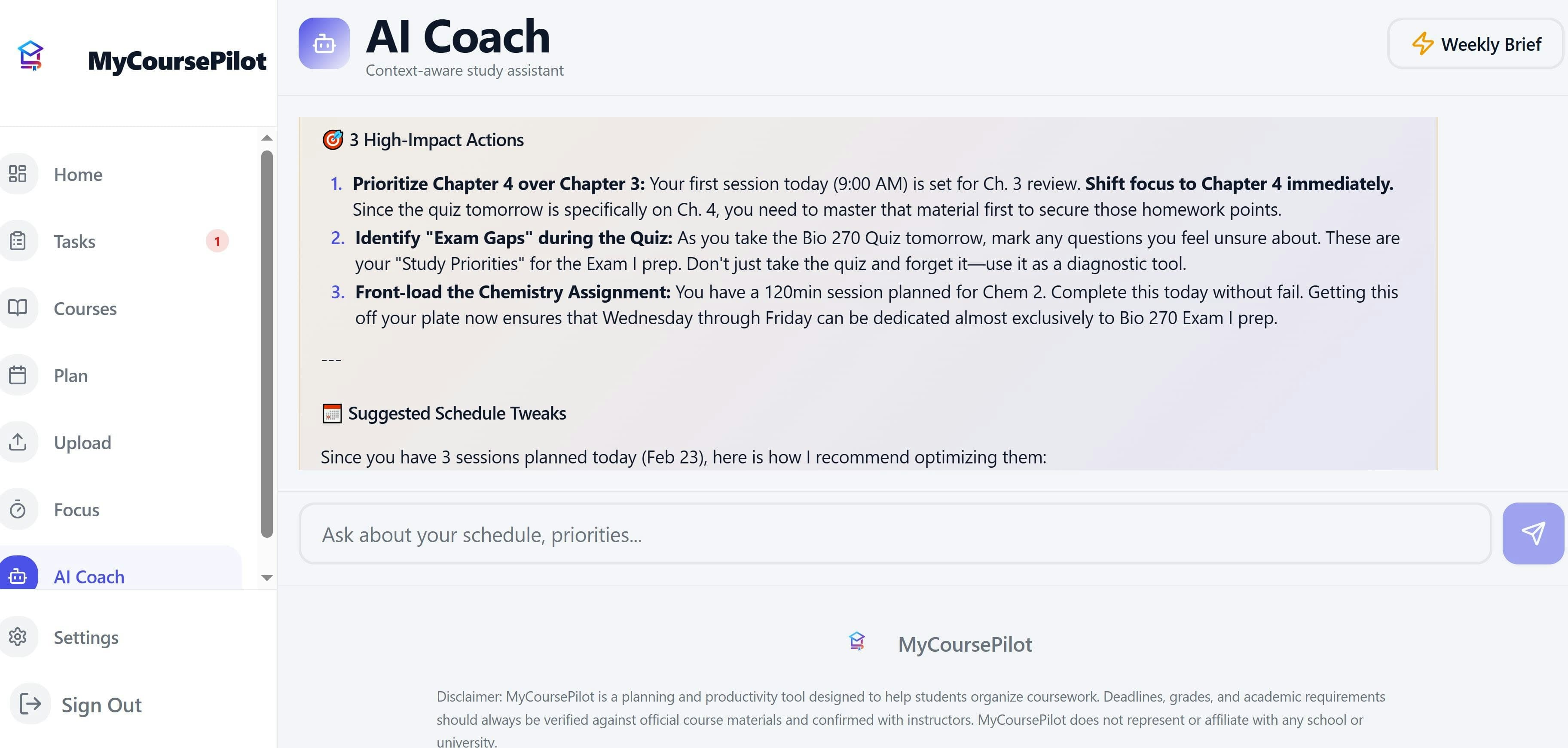 MyCoursePilot screenshot 2