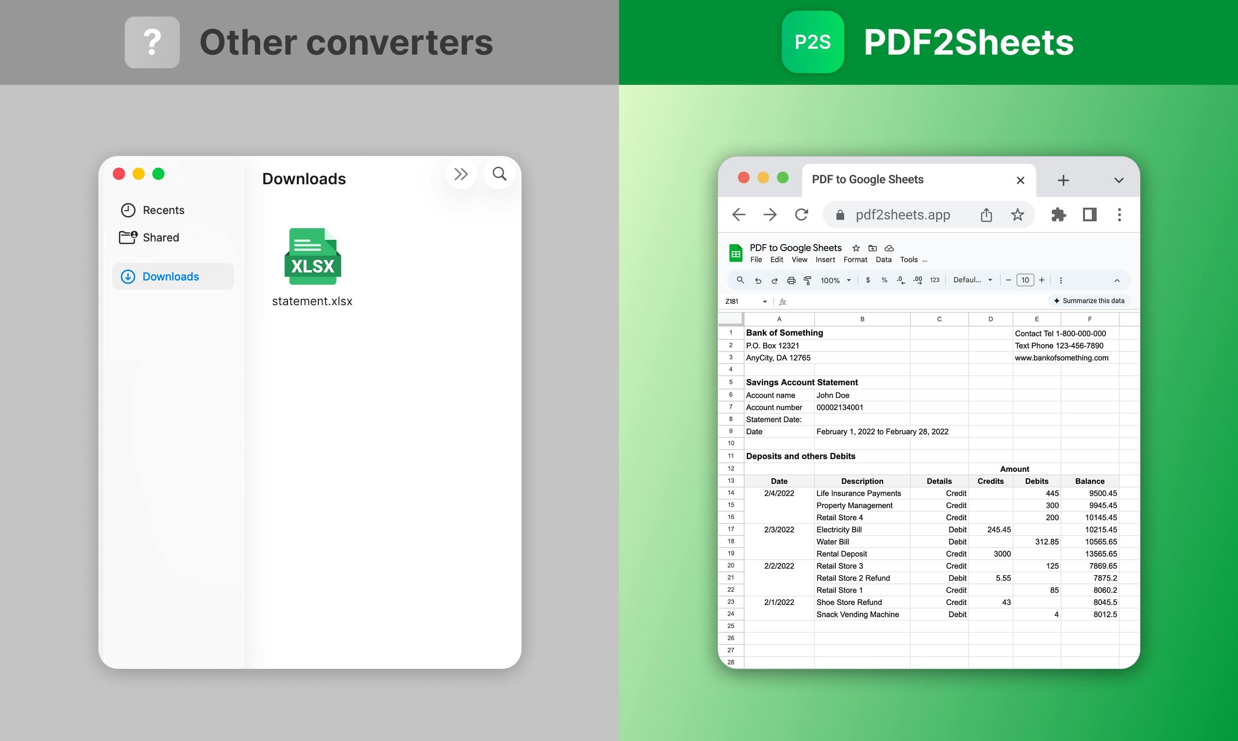 PDF to Google Sheets screenshot 4