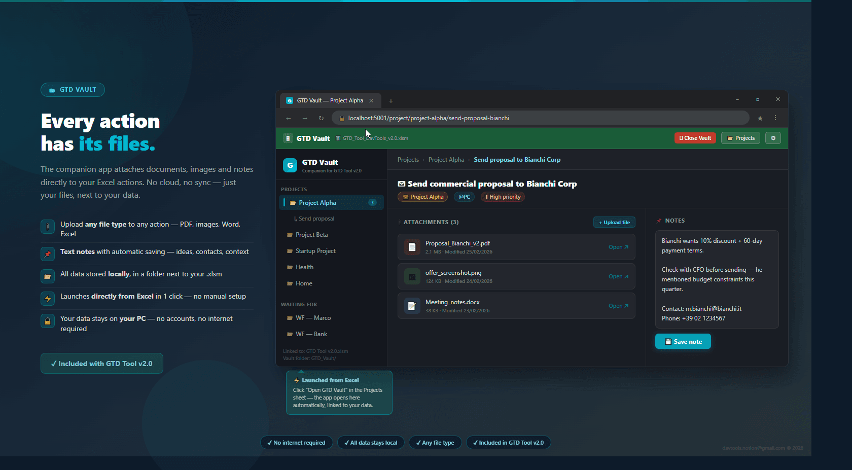 GTD Tool for Excel — Full System - Vault screenshot 2