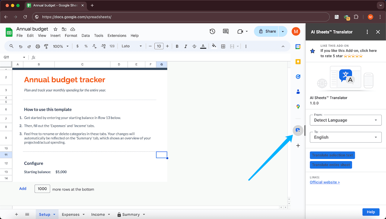 AI Sheets Translator screenshot 1