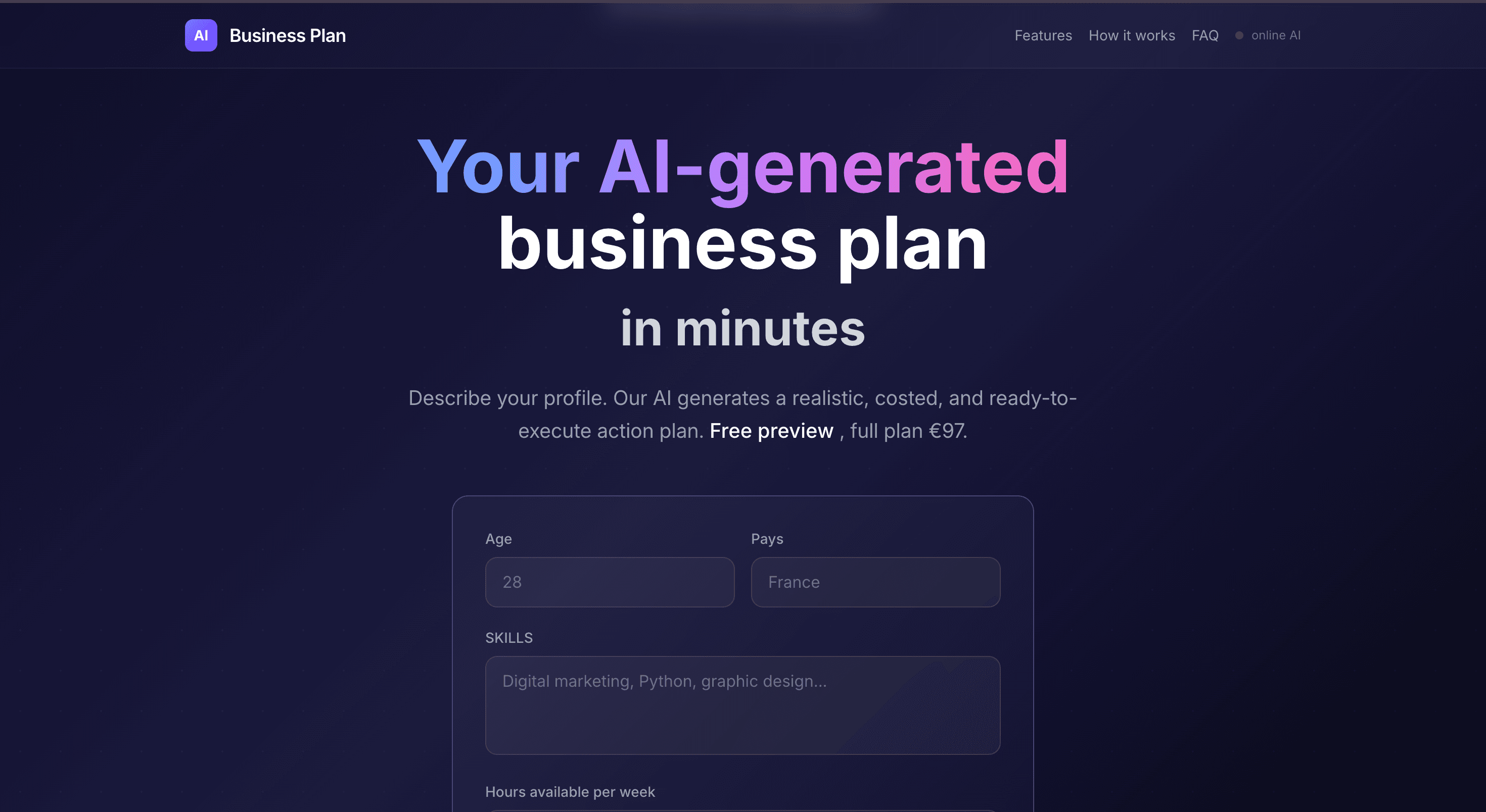 AI Business Plan screenshot 1
