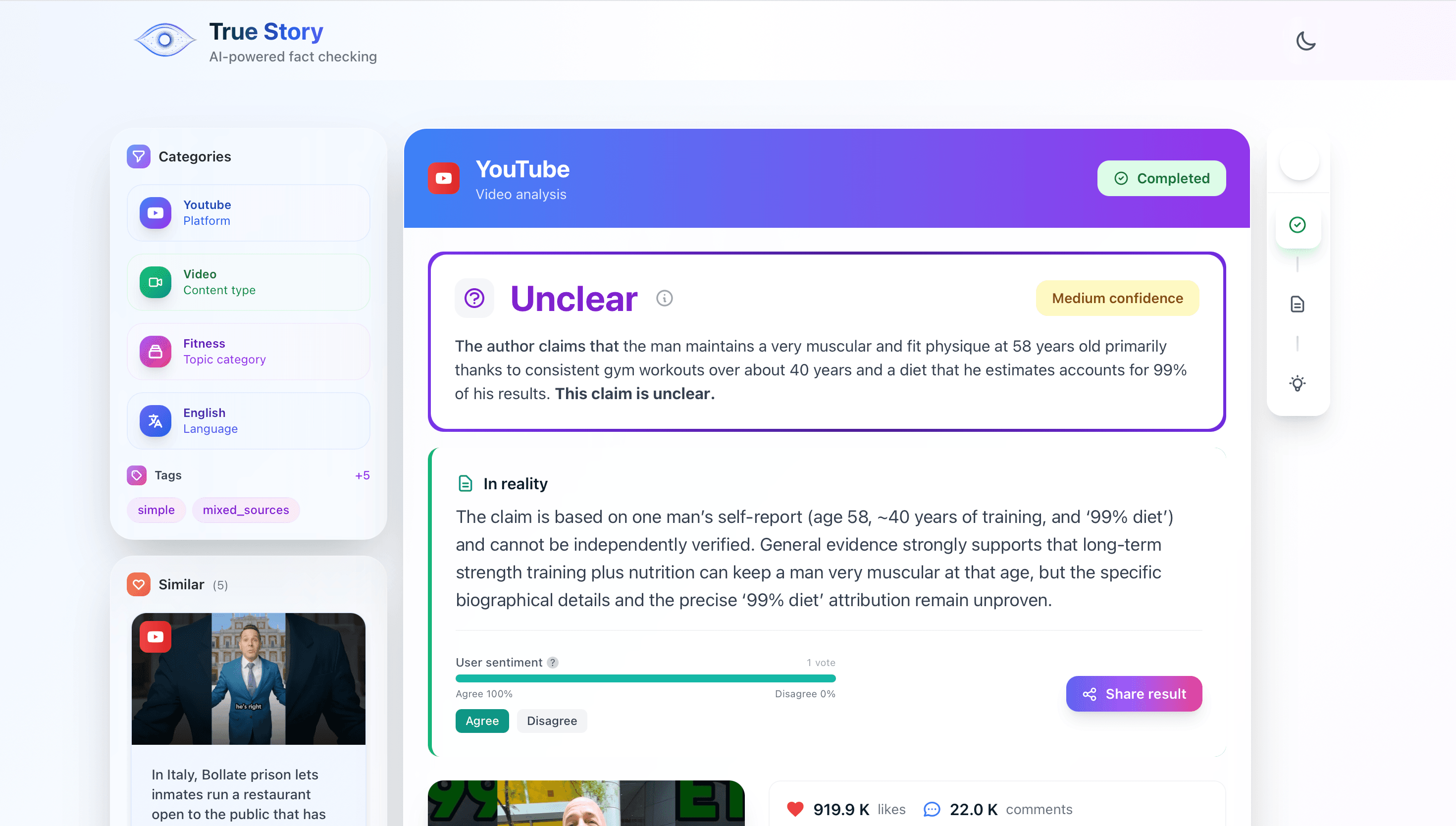 TrueStory - AI Fact-checker screenshot 1