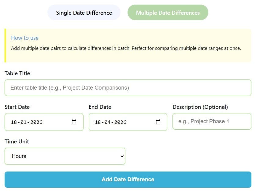 Difference Between Two Dates Calculator screenshot 6