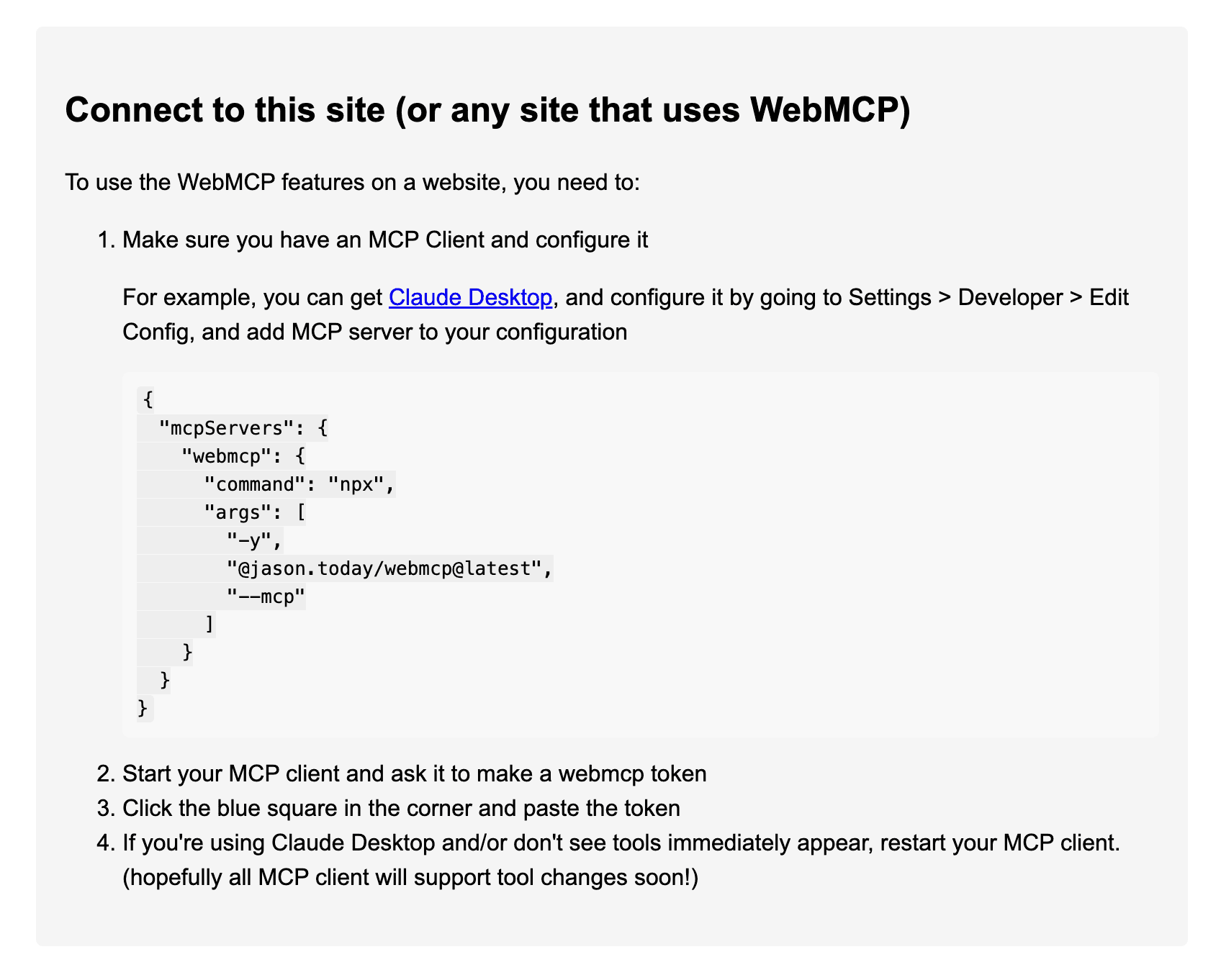 WebMCP screenshot 2