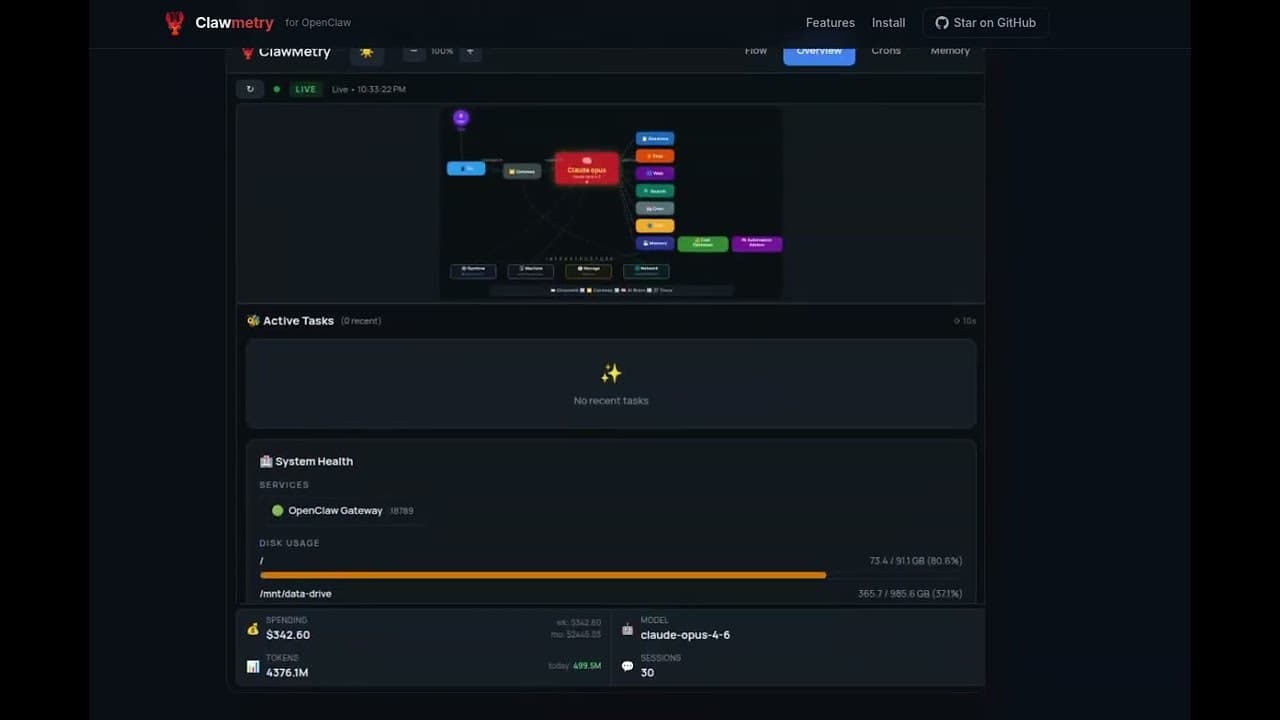 ClawMetry for OpenClaw screenshot 1