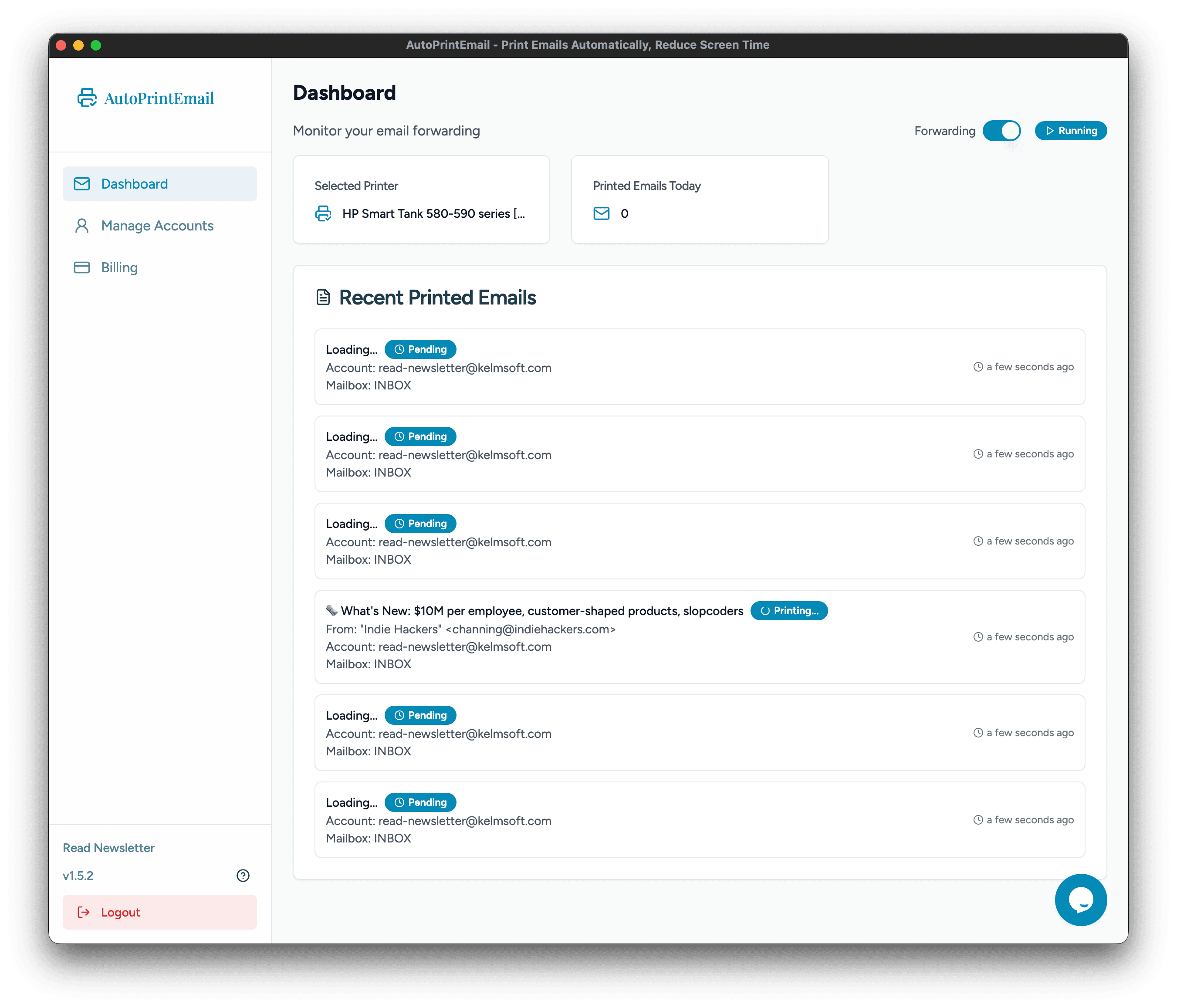 AutoPrintEmail screenshot 2