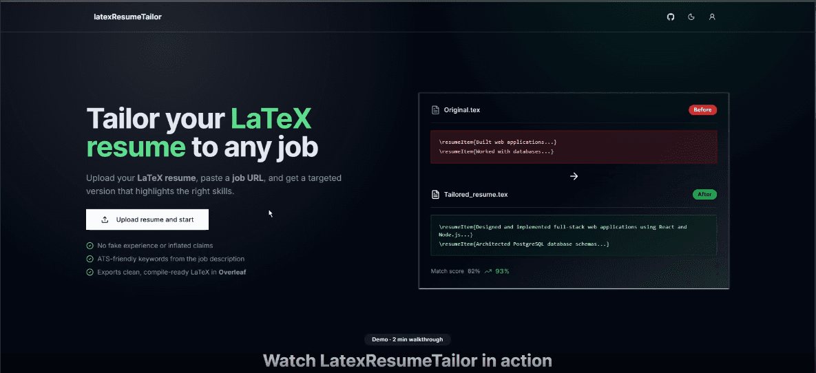 latexResumeTailor screenshot 2