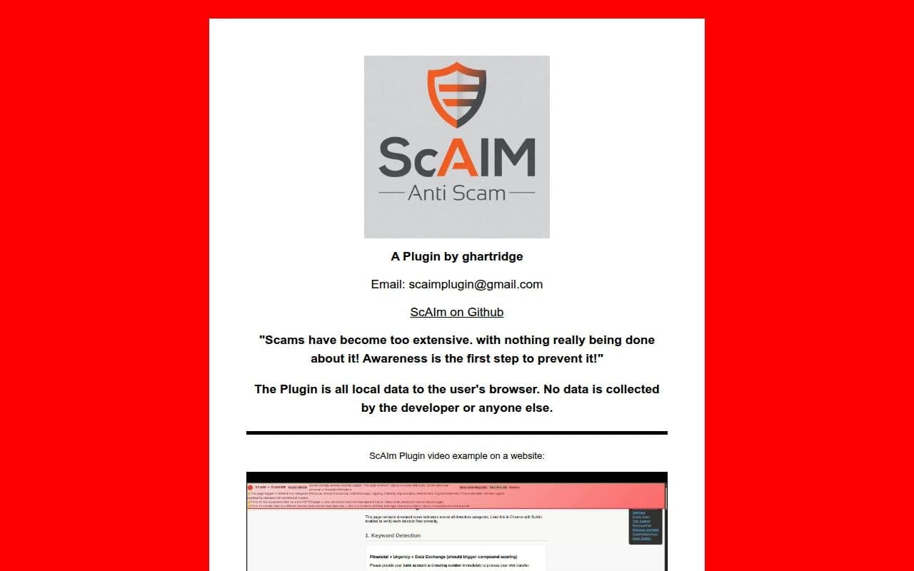 Anti Scam Plugin - ScAIm screenshot 2