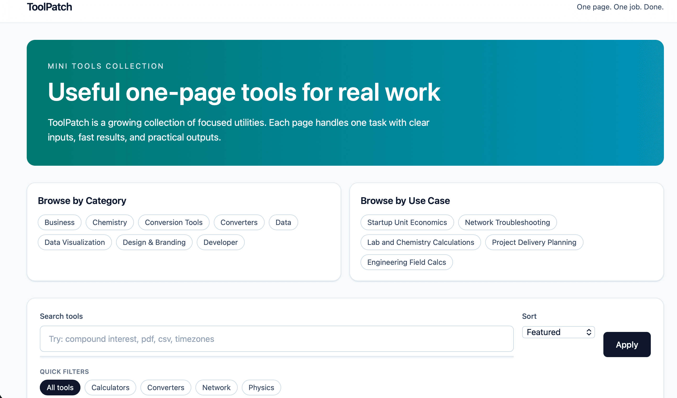 Useful one-page tools for real work screenshot 1