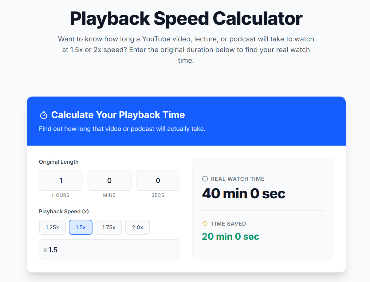 Playback Speed Calculator screenshot 2