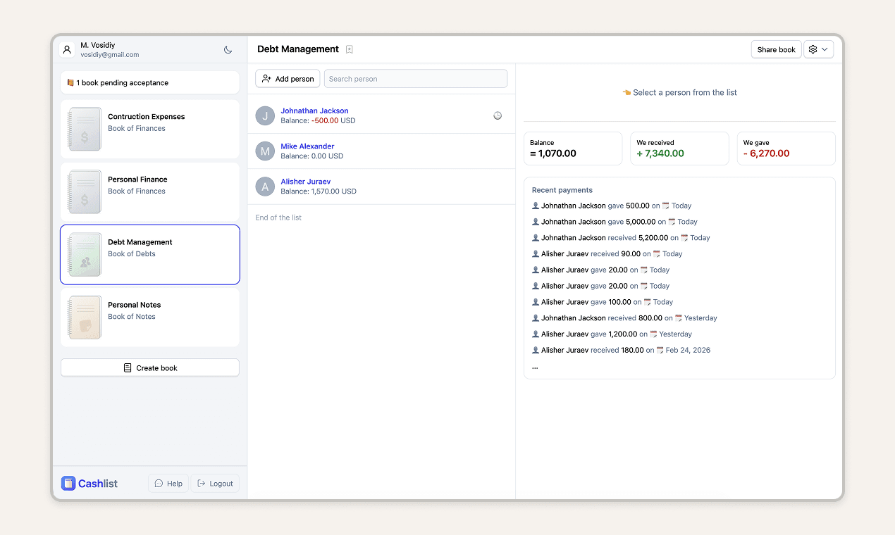 Cashlist screenshot 4