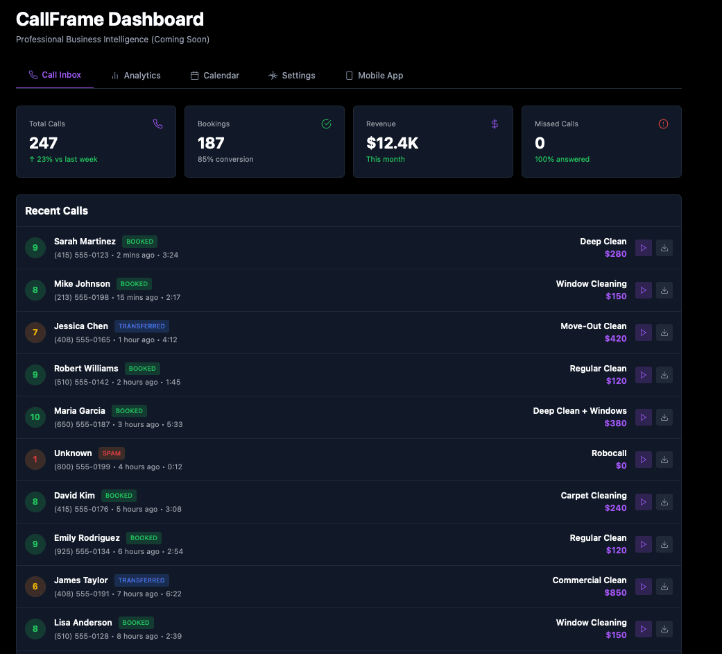 CallFrame screenshot 2