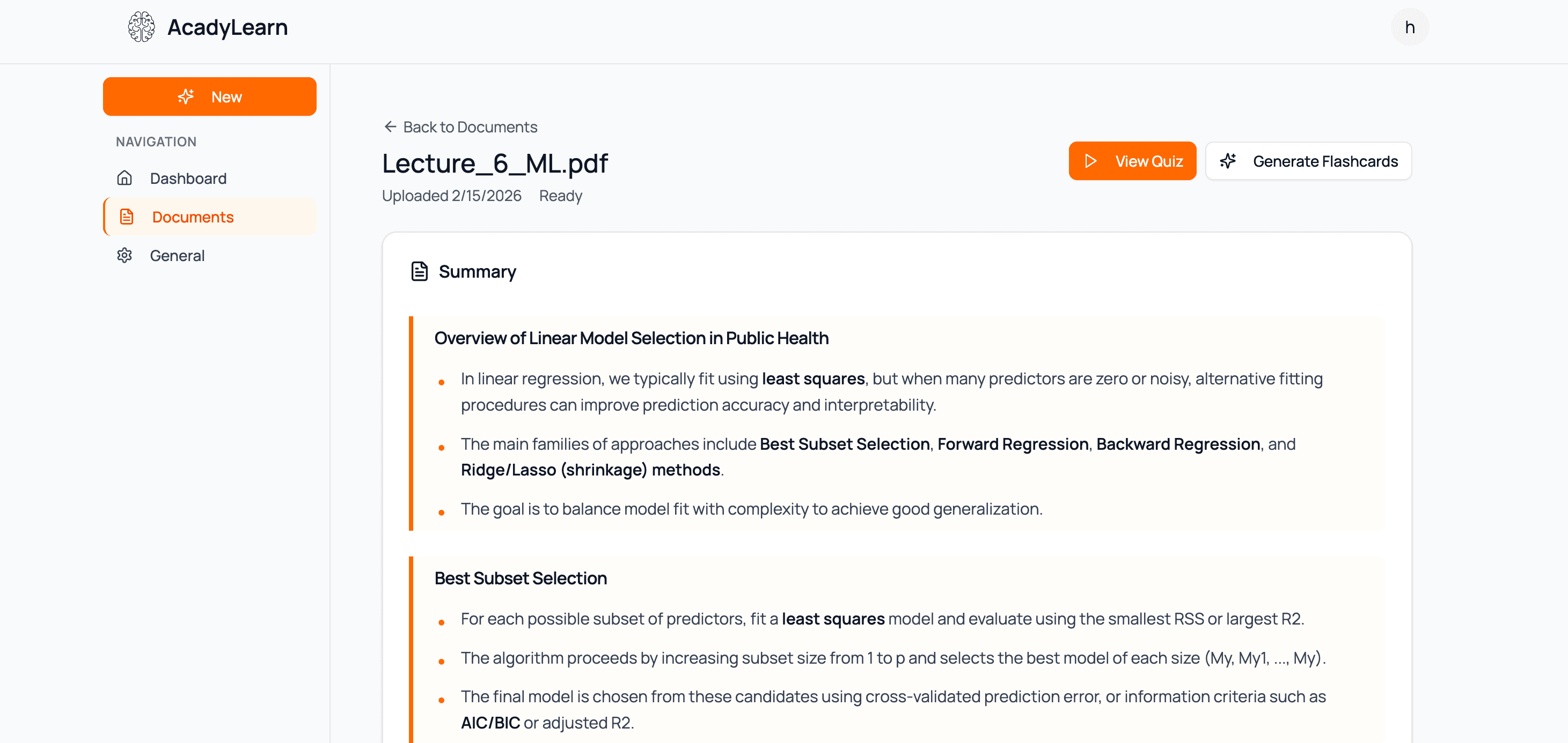 AcadyLearn screenshot 2