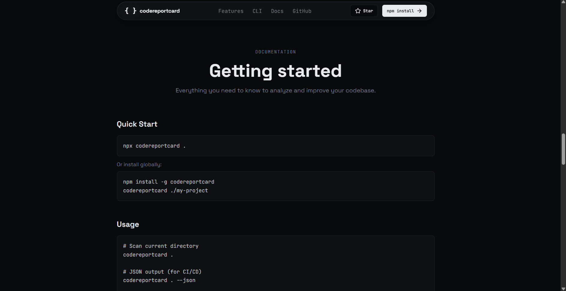 Codereportcard screenshot 2