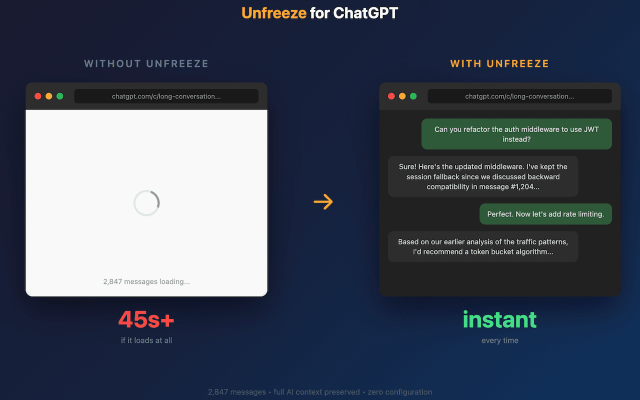 Unfreeze for ChatGPT screenshot 1
