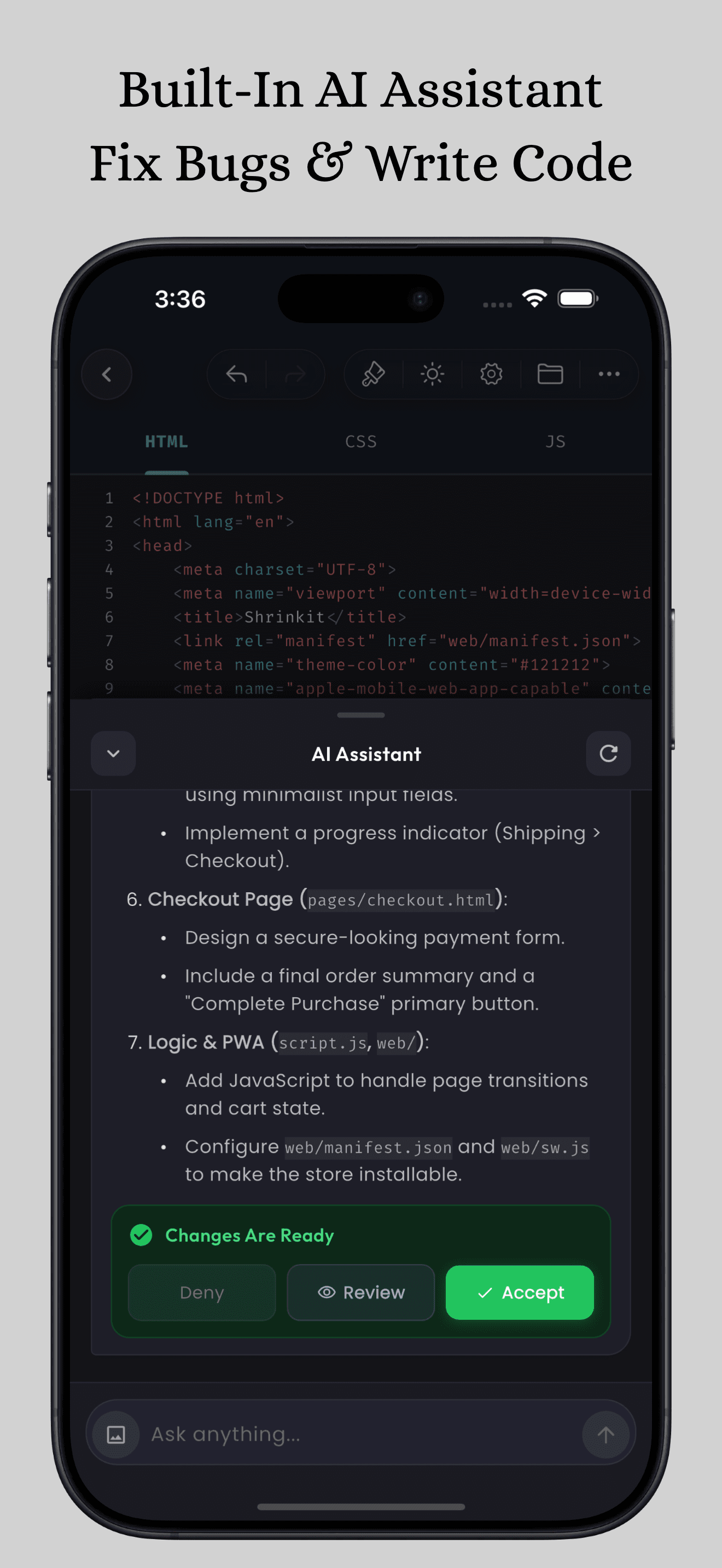 Web IDE: AI Code Editor screenshot 2
