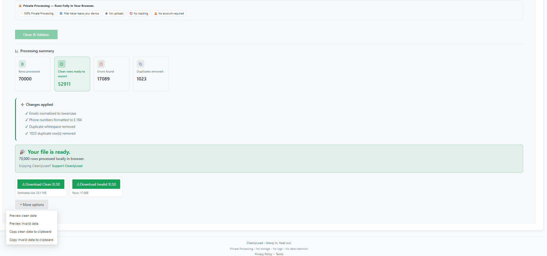 CleanlyLoad screenshot 2