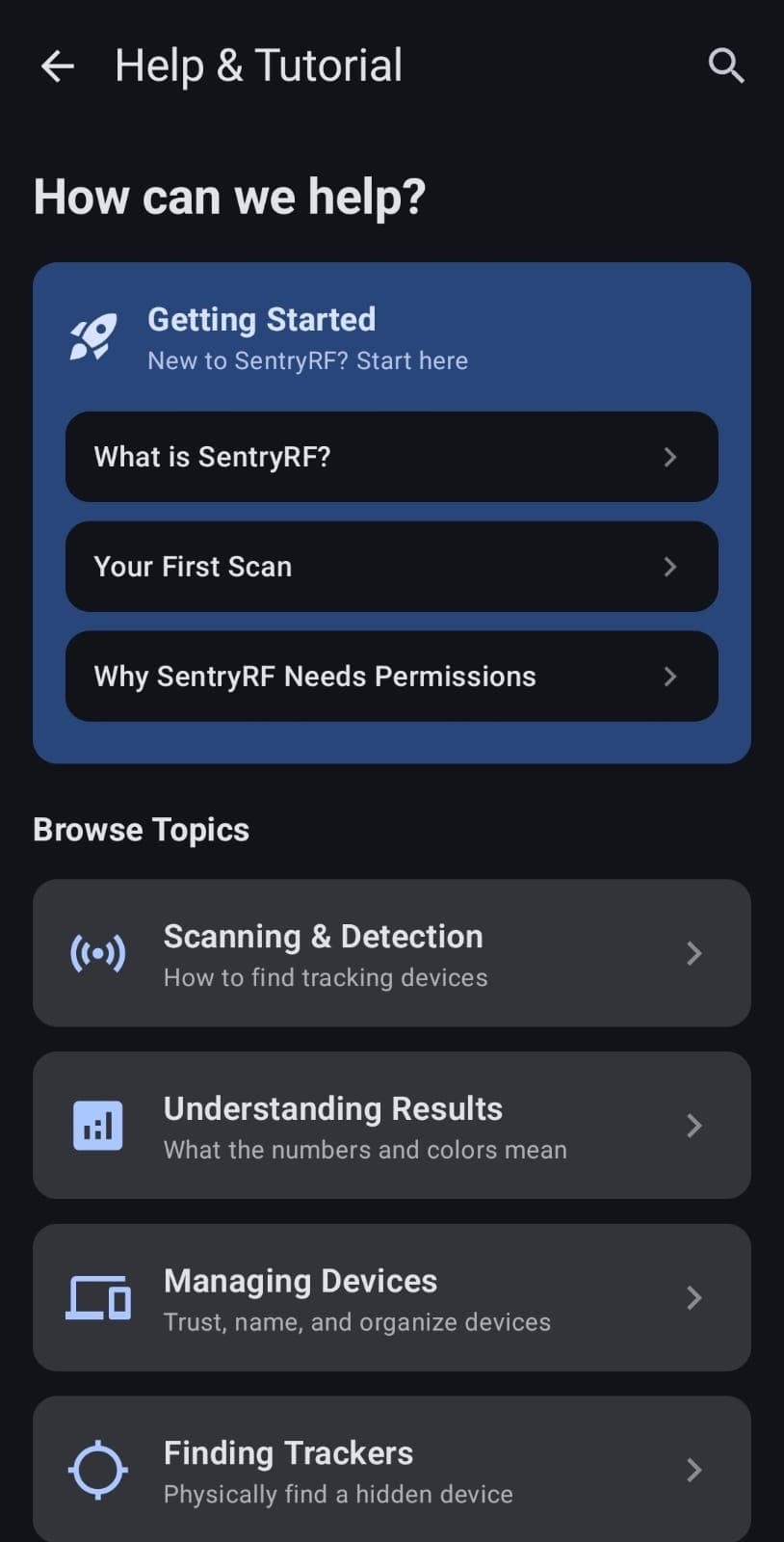 SentryRF Counter-Surveillance Scanner screenshot 12