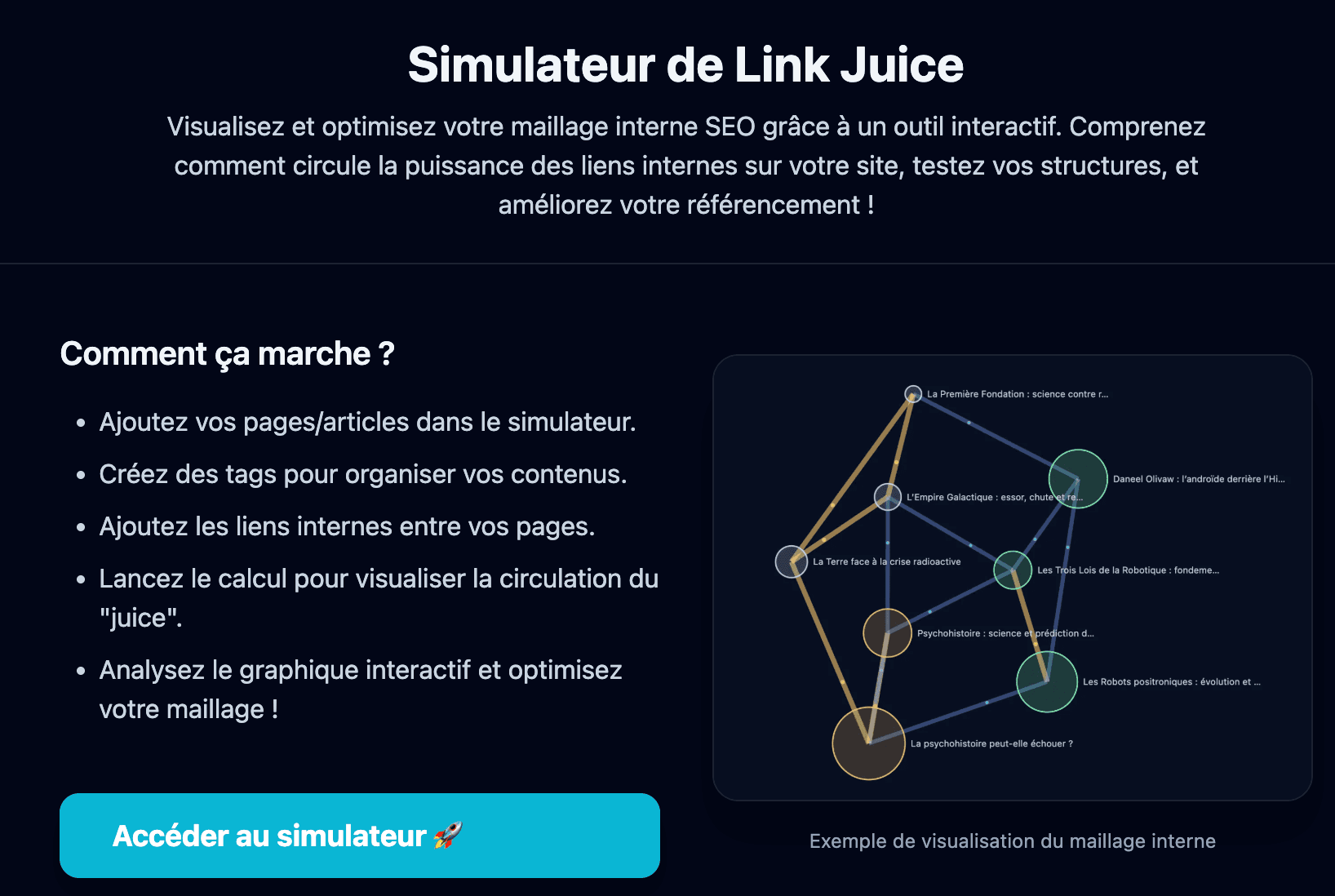 Simulateur de Link Juice en ligne screenshot 1