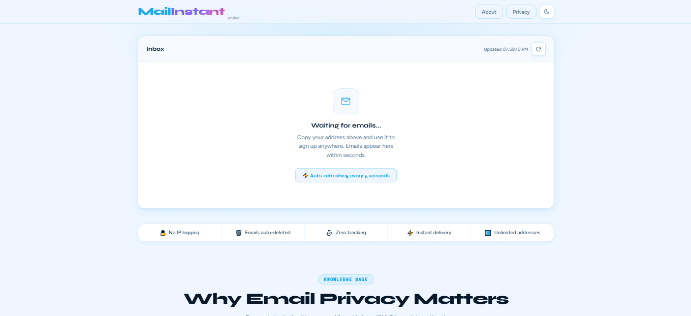 Mailinstant Free Temporary Email Address screenshot 3