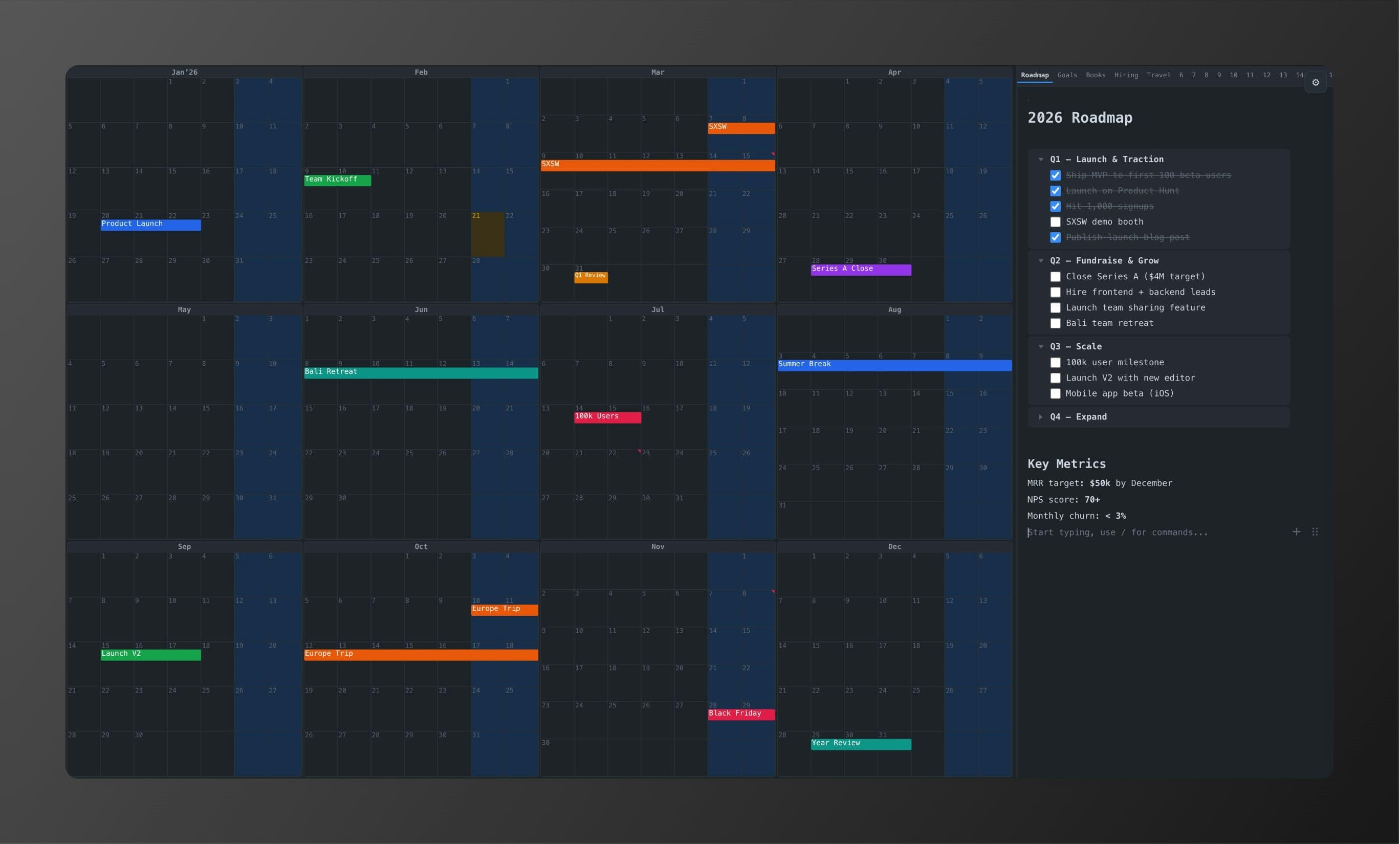 Decavu: A multi-year calendar with notes screenshot 1