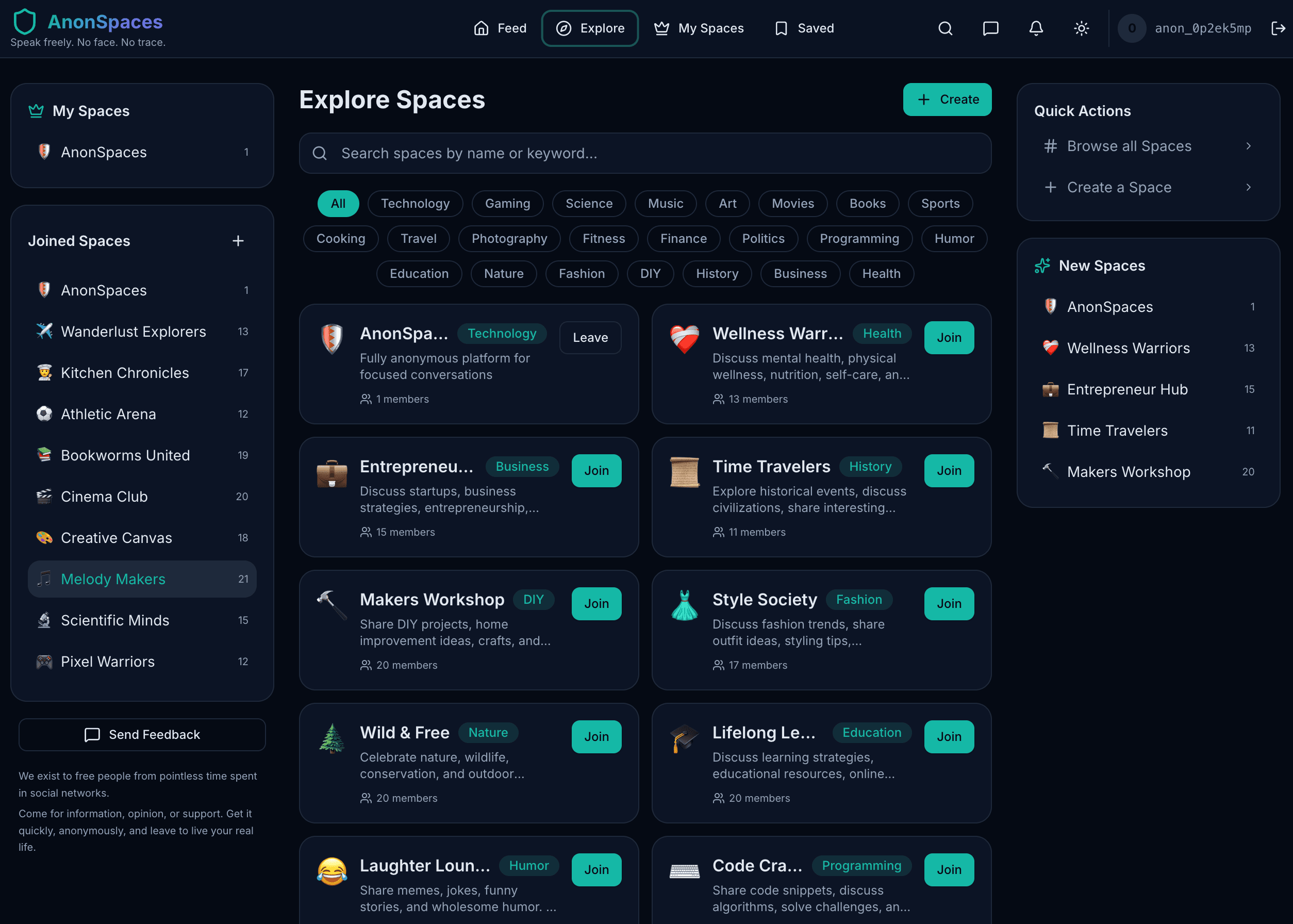 AnonSpaces screenshot 2