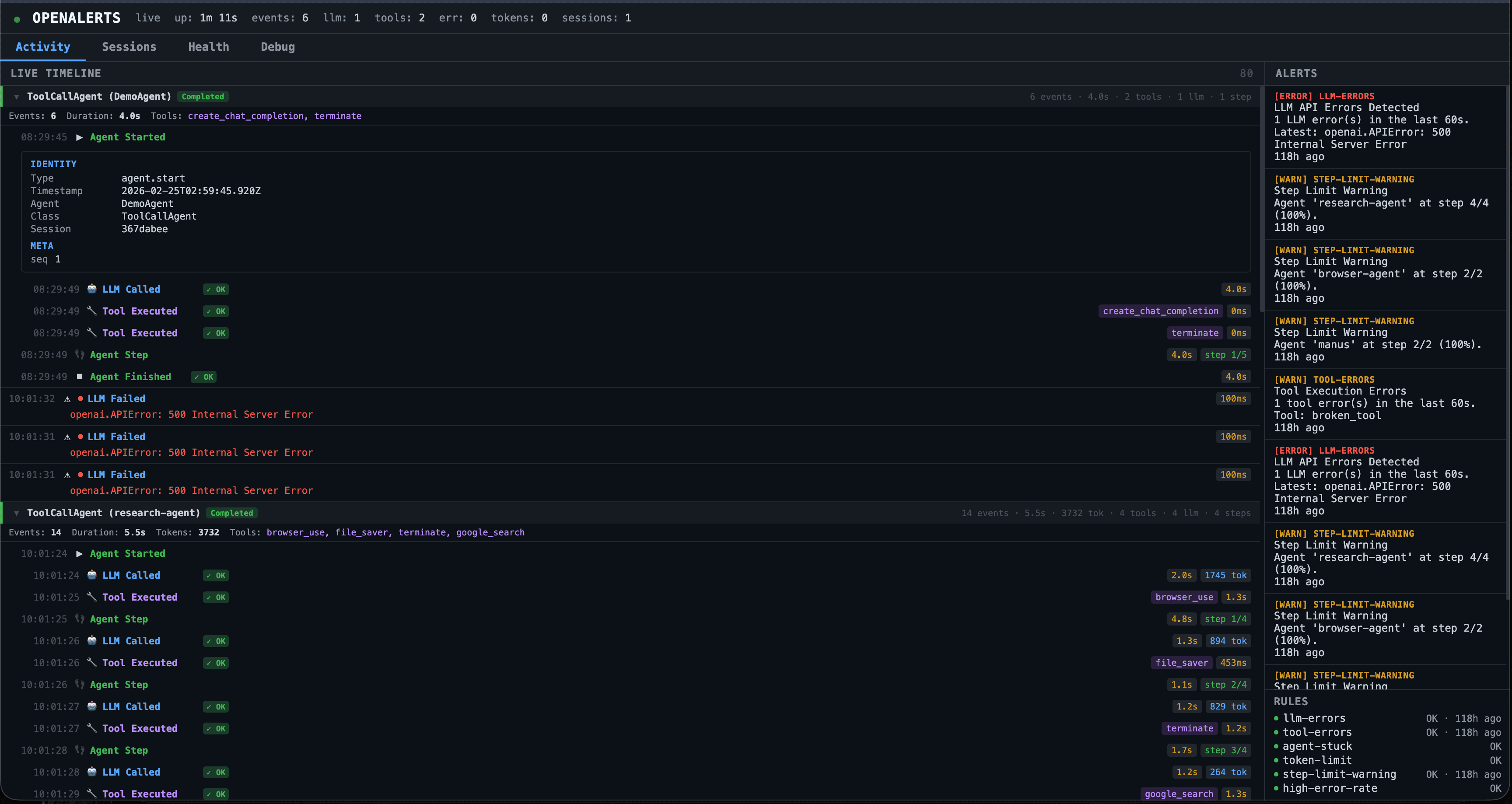 OpenAlerts screenshot 2