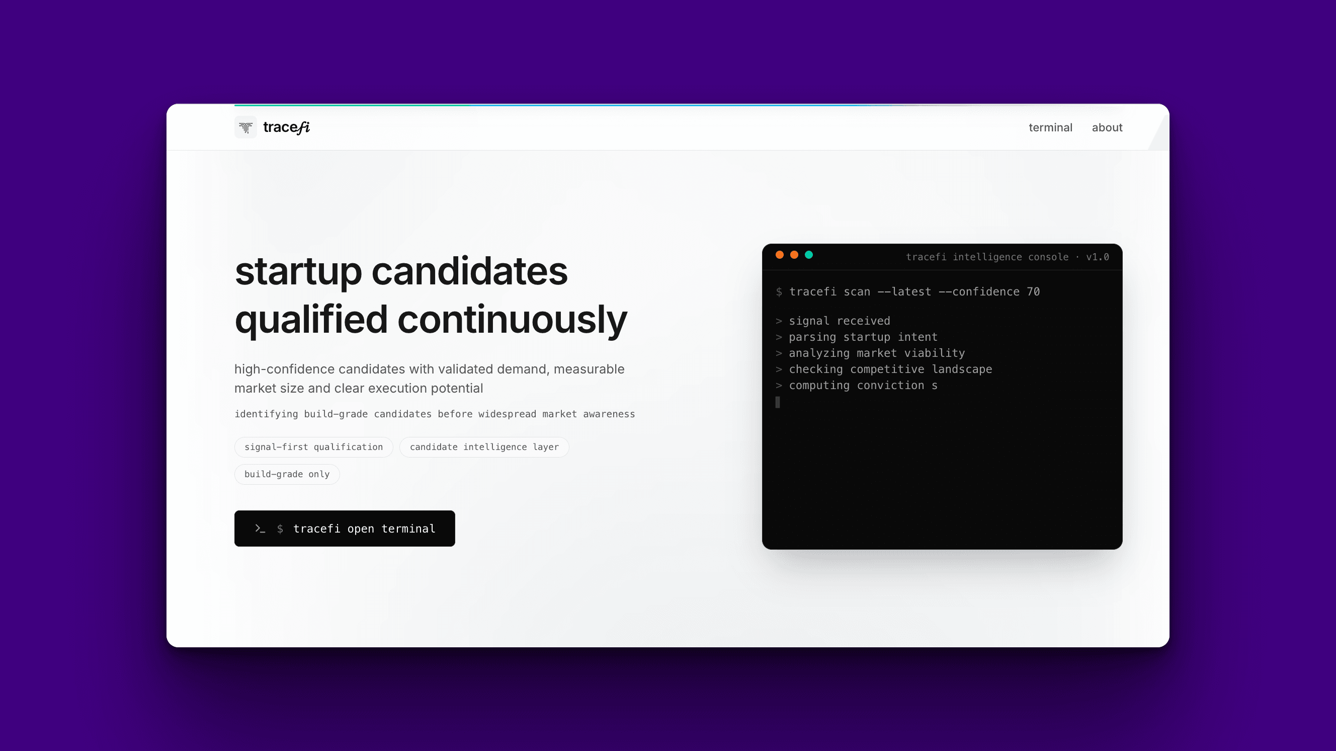 tracefi ~ startup validation screenshot 2