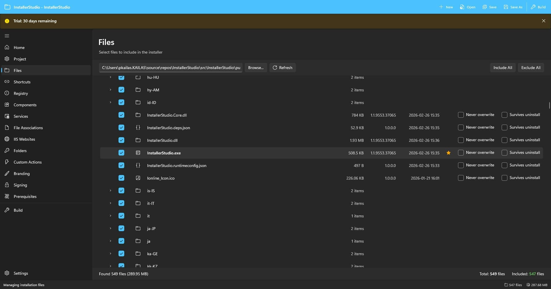Installer Studio screenshot 2