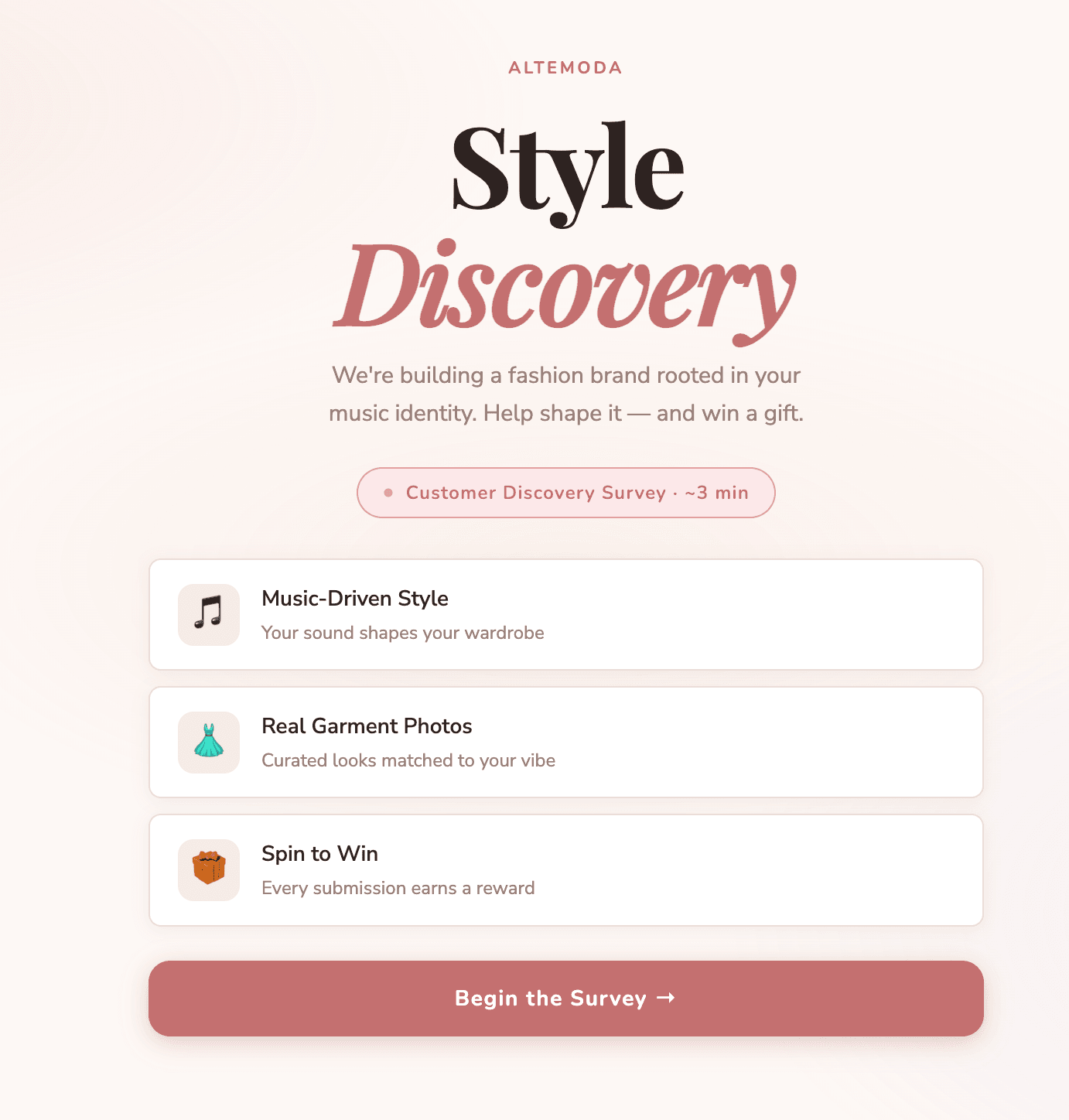 Interactive survey - customer discovery screenshot 1