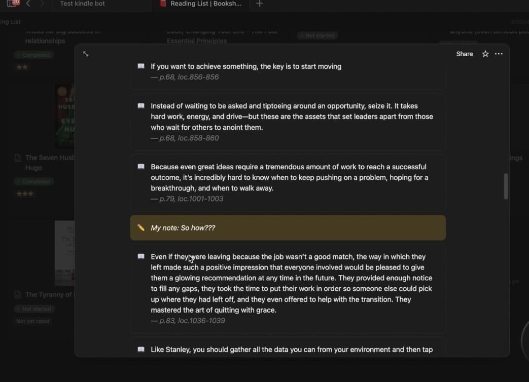 Kindle → Notion bot screenshot 5