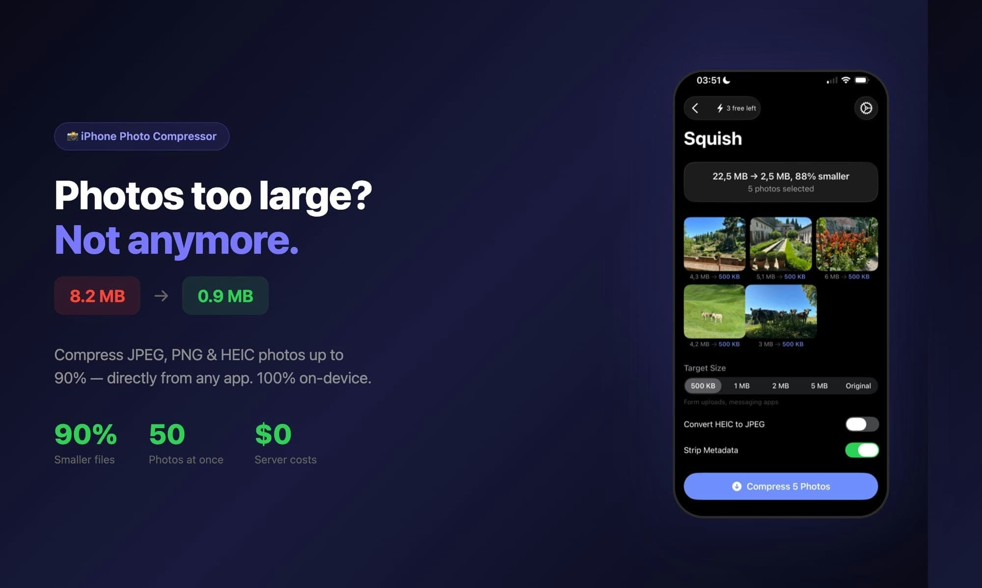Squish — Photo Compressor screenshot 1