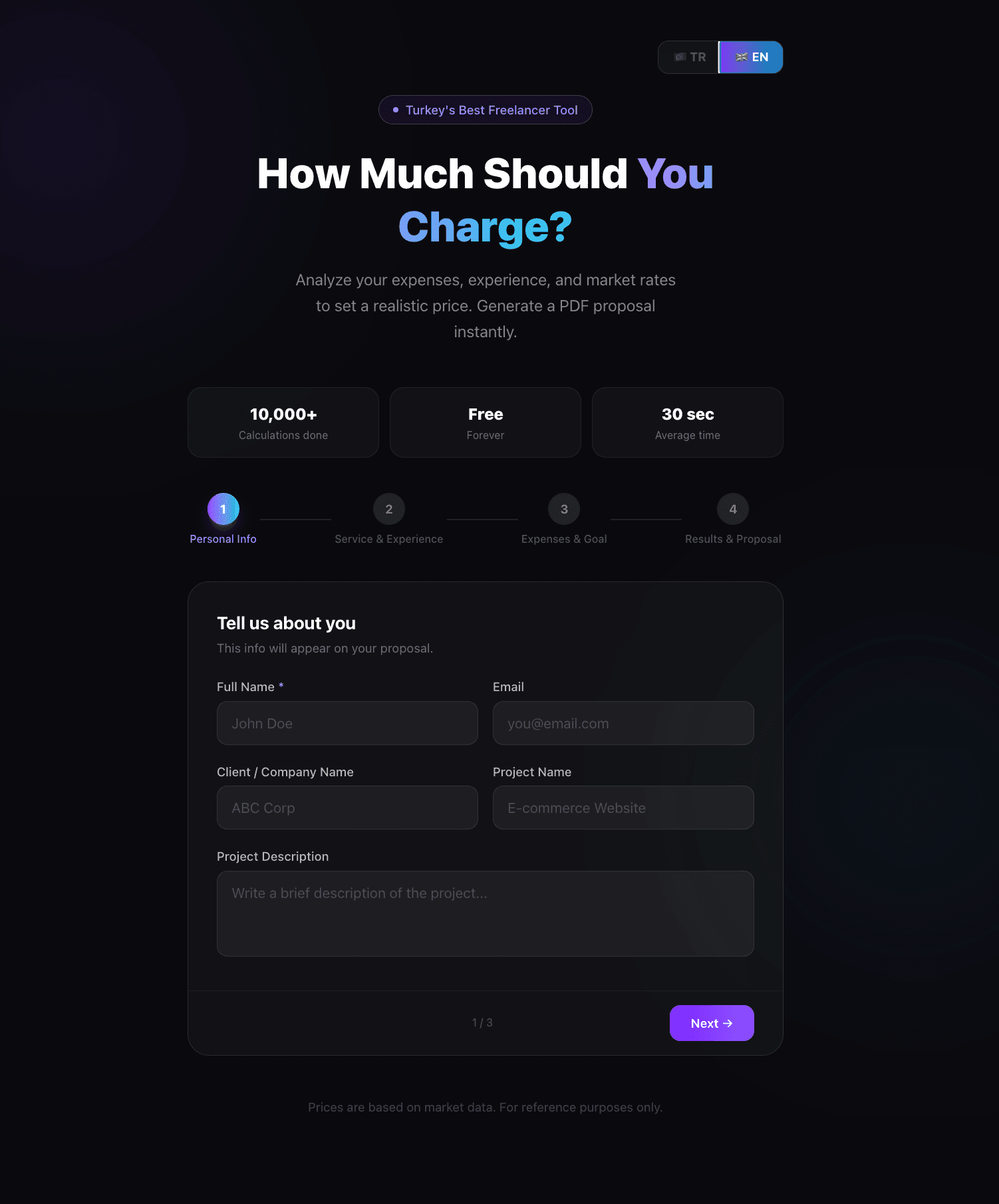 Freelancer Rate Calculator screenshot 1