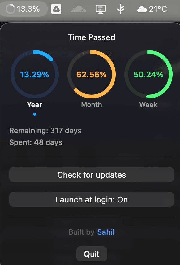 YearBar — Know where your time went screenshot 1